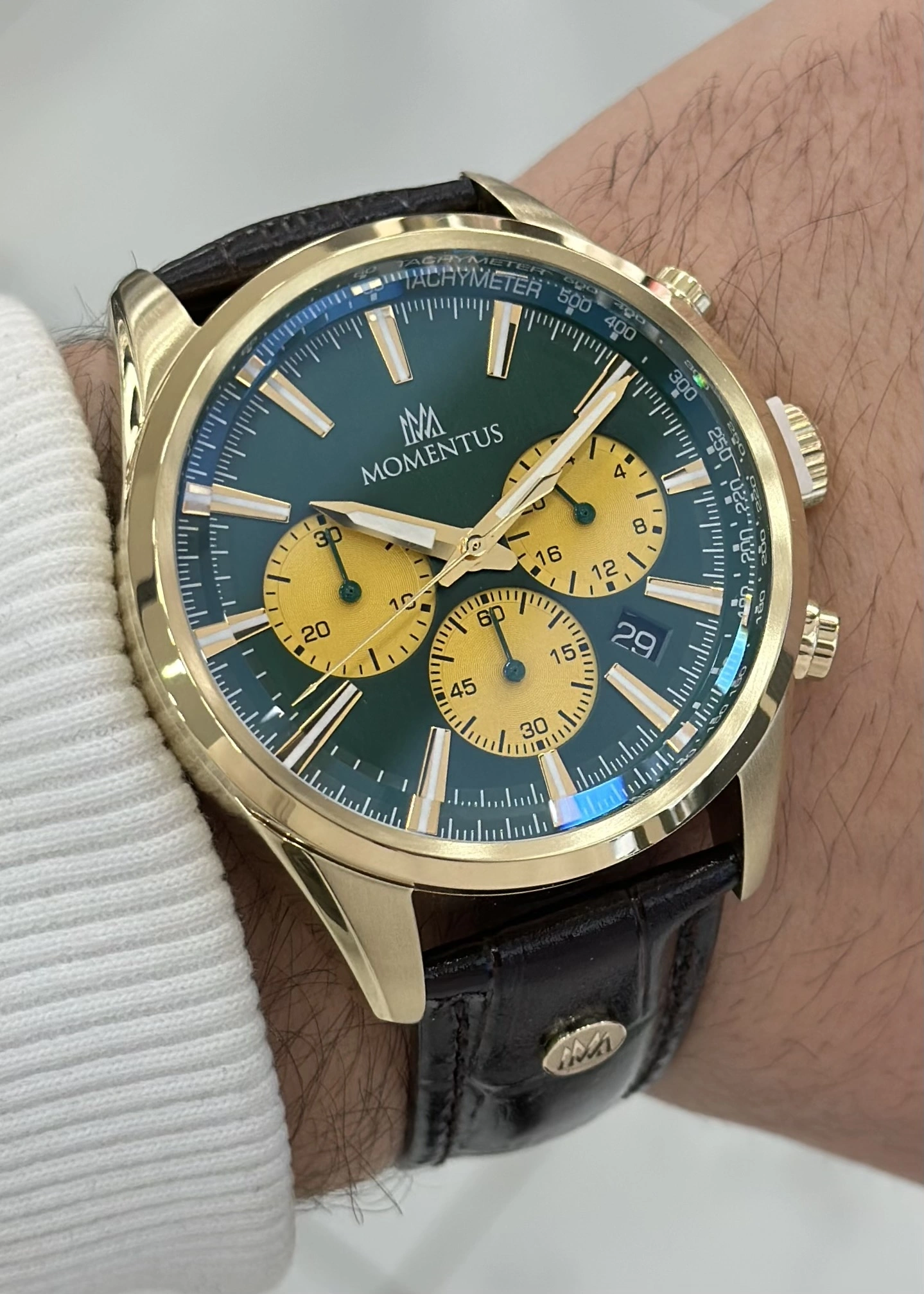 Momentus Orijinal Kahverengi Deri Kordon 10ATM Su Geçirmezlik Erkek Kol Saati ILKCC306G-15KG