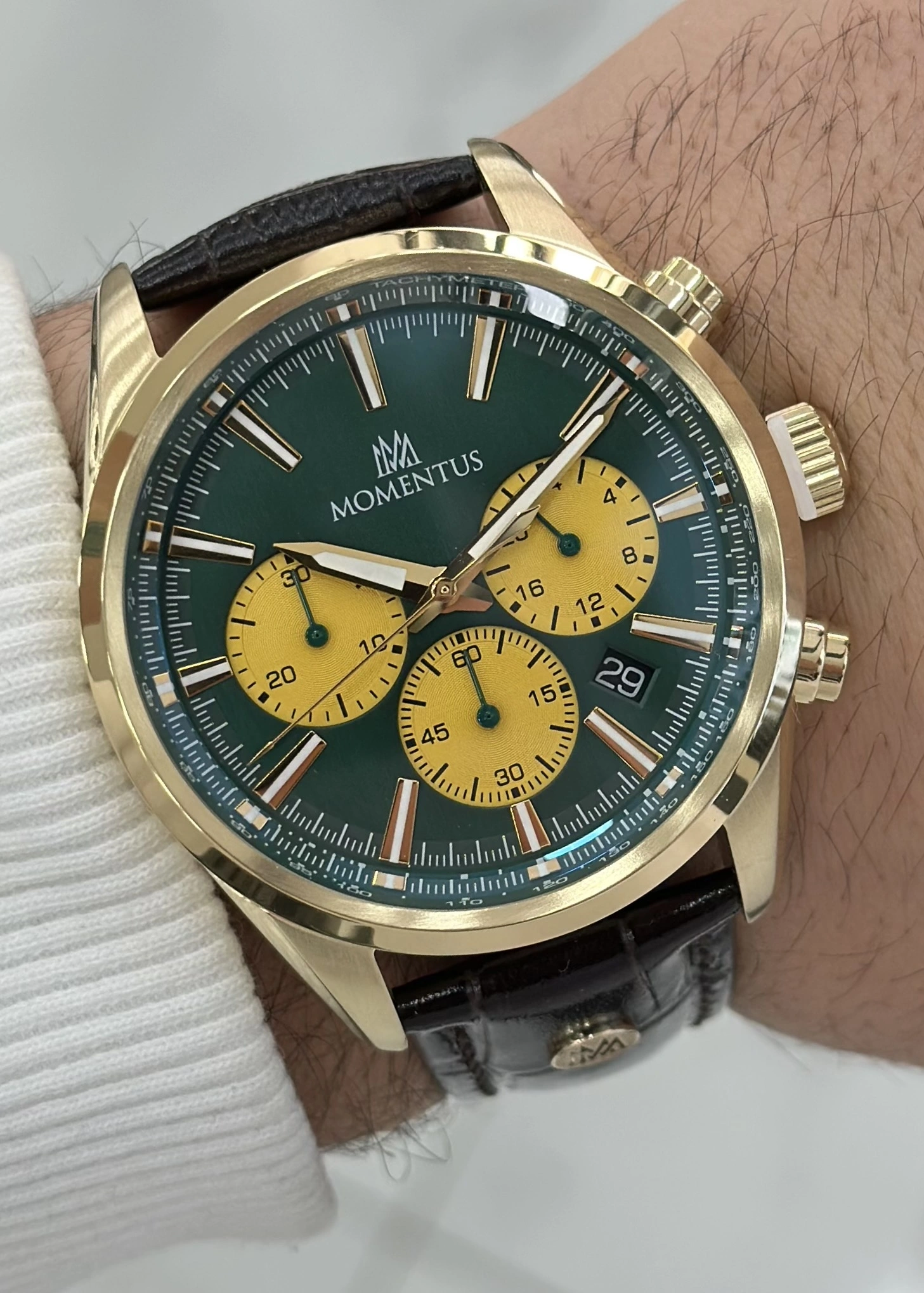 Momentus Orijinal Kahverengi Deri Kordon 10ATM Su Geçirmezlik Erkek Kol Saati ILKCC306G-15KG