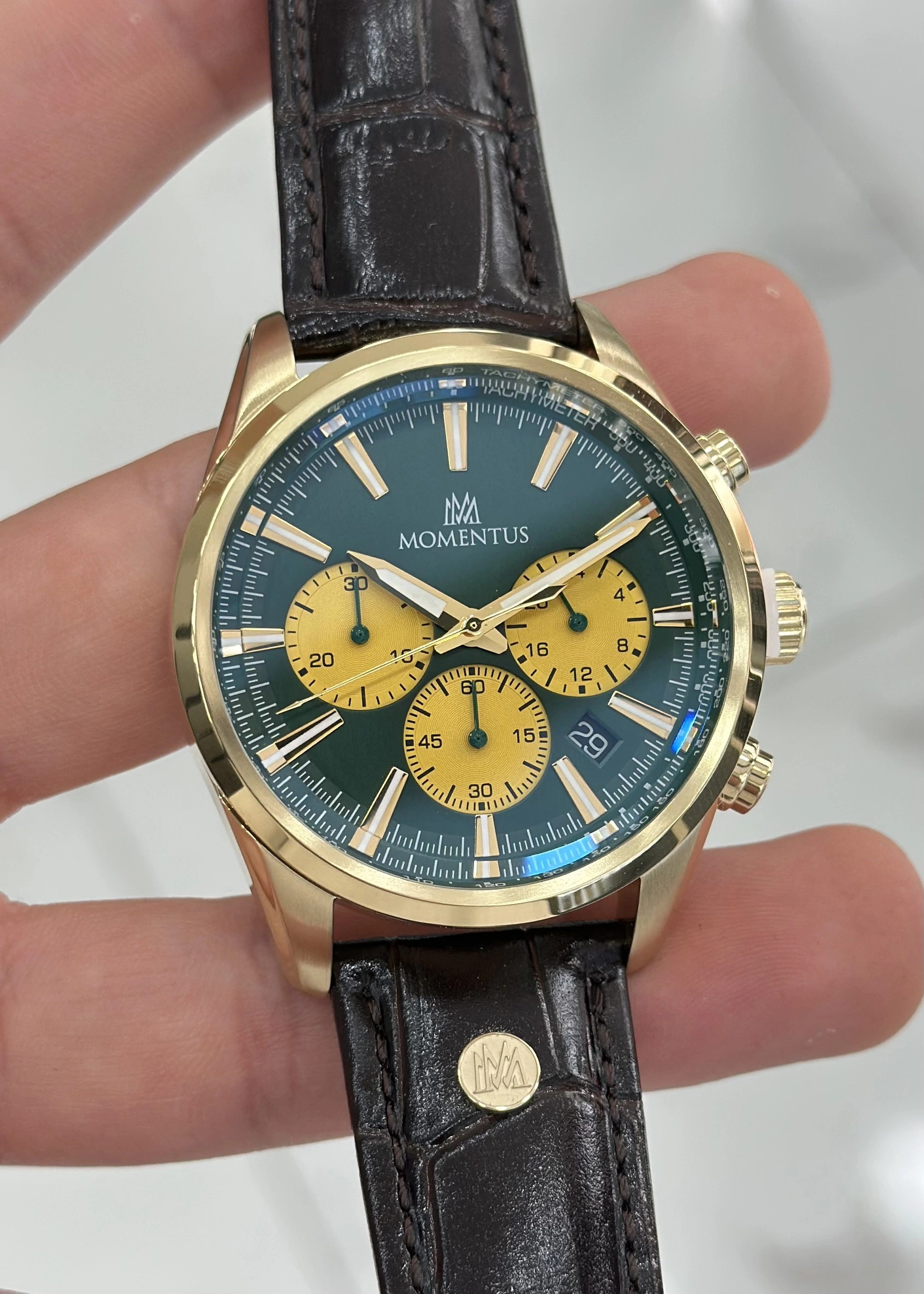 Momentus Orijinal Kahverengi Deri Kordon 10ATM Su Geçirmezlik Erkek Kol Saati ILKCC306G-15KG