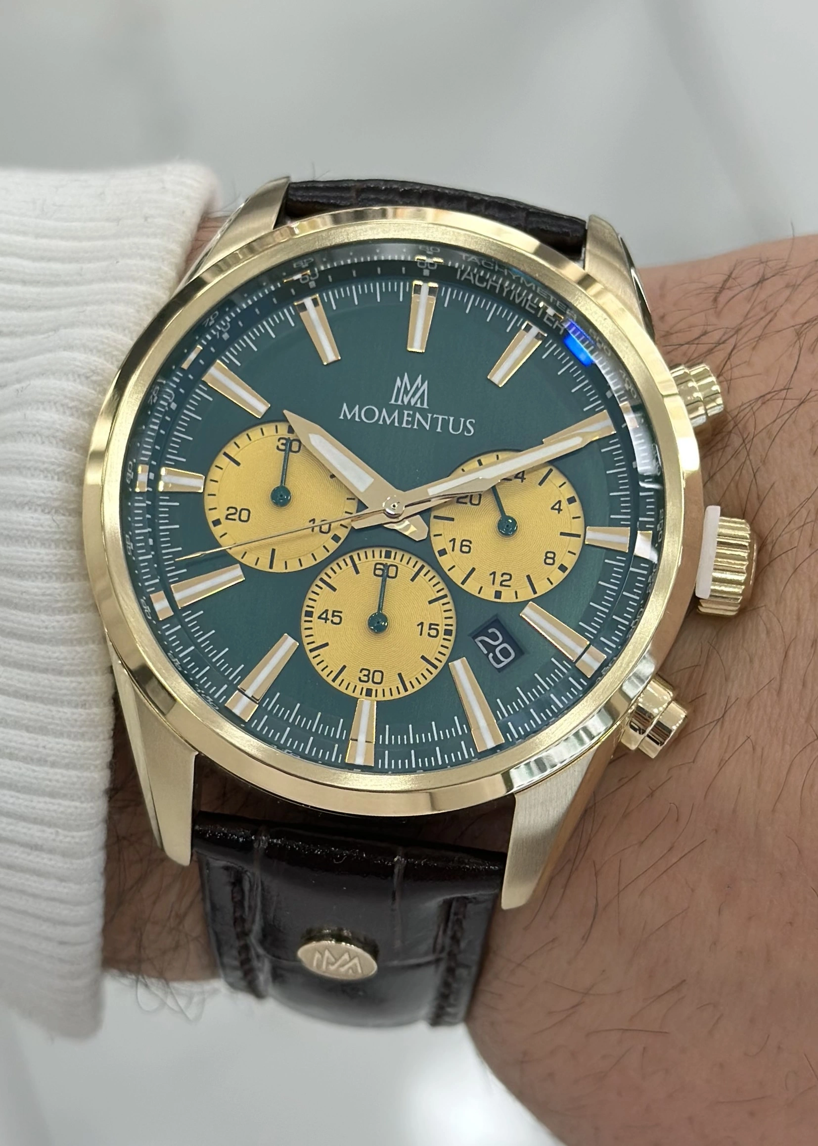 Momentus Orijinal Kahverengi Deri Kordon 10ATM Su Geçirmezlik Erkek Kol Saati ILKCC306G-15KG