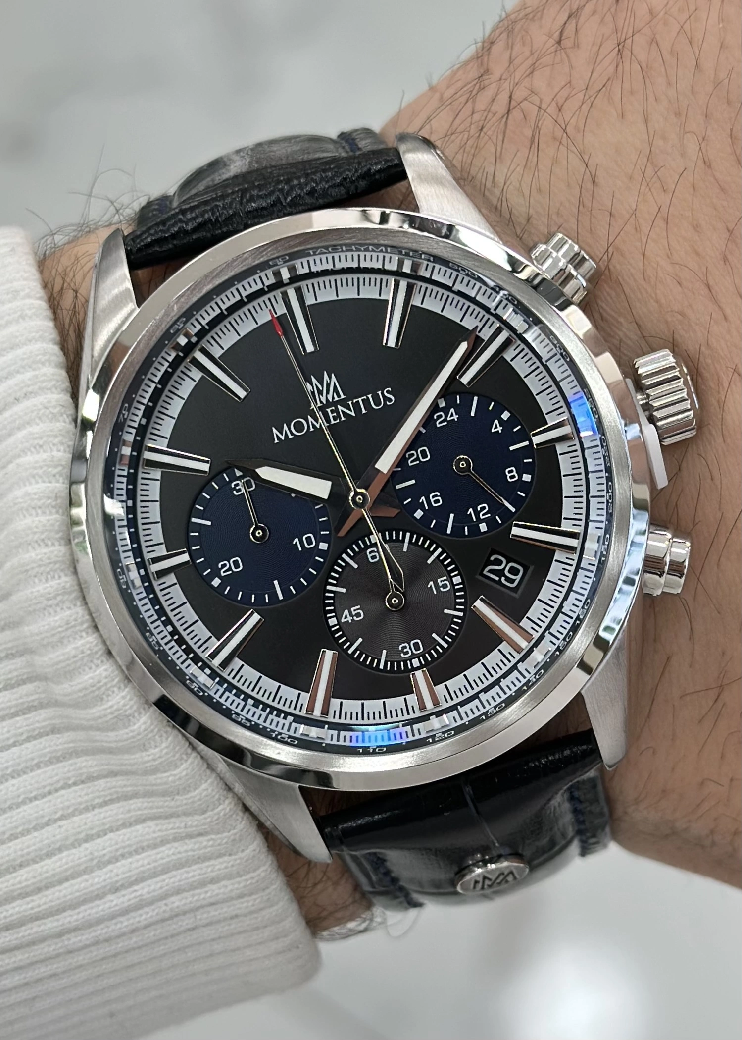 Momentus Orijinal Siyah Deri Kordon 10ATM Su Geçirmezlik Erkek Kol Saati ILKCC306S-05BS