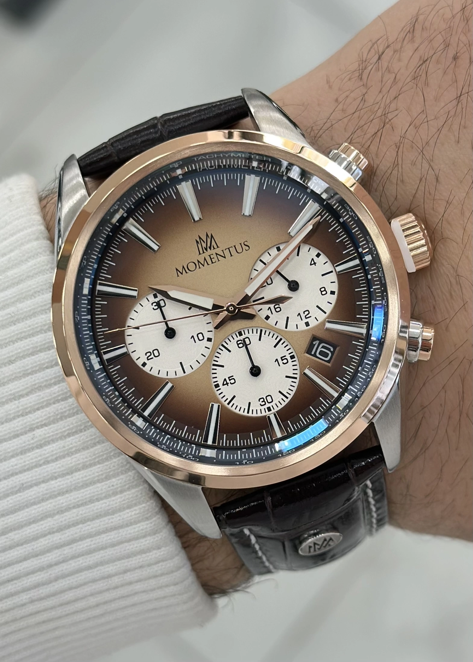 Momentus Orijinal Kahverengi Deri Kordon 10ATM Su Geçirmezlik Erkek Kol Saati ILKCC306T-12KR