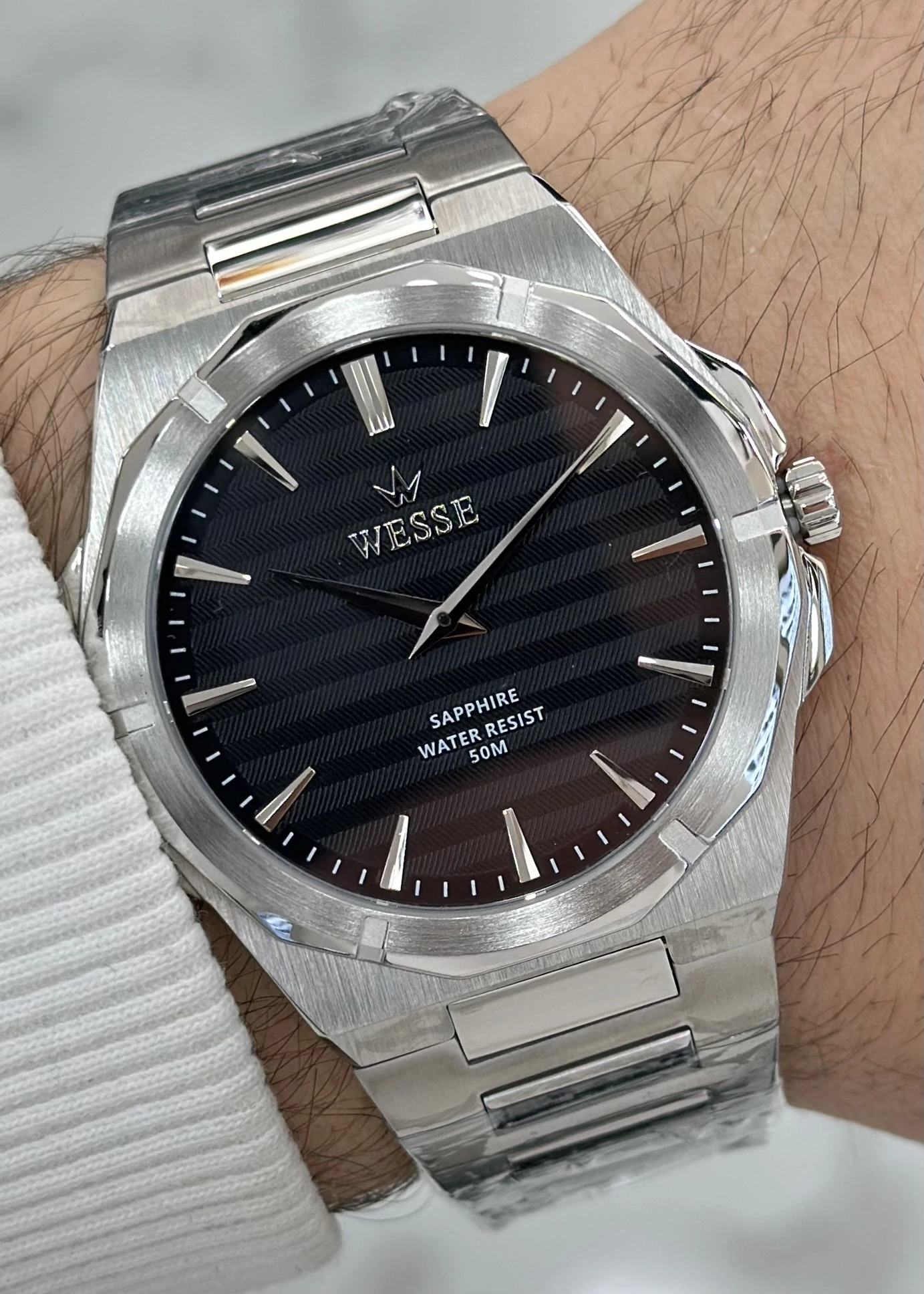 Wesse Orijinal 2 Yıl Garantili 5ATM Su Geçirmez Çelik Kordon Çelik Kasa Erkek Kol Saati