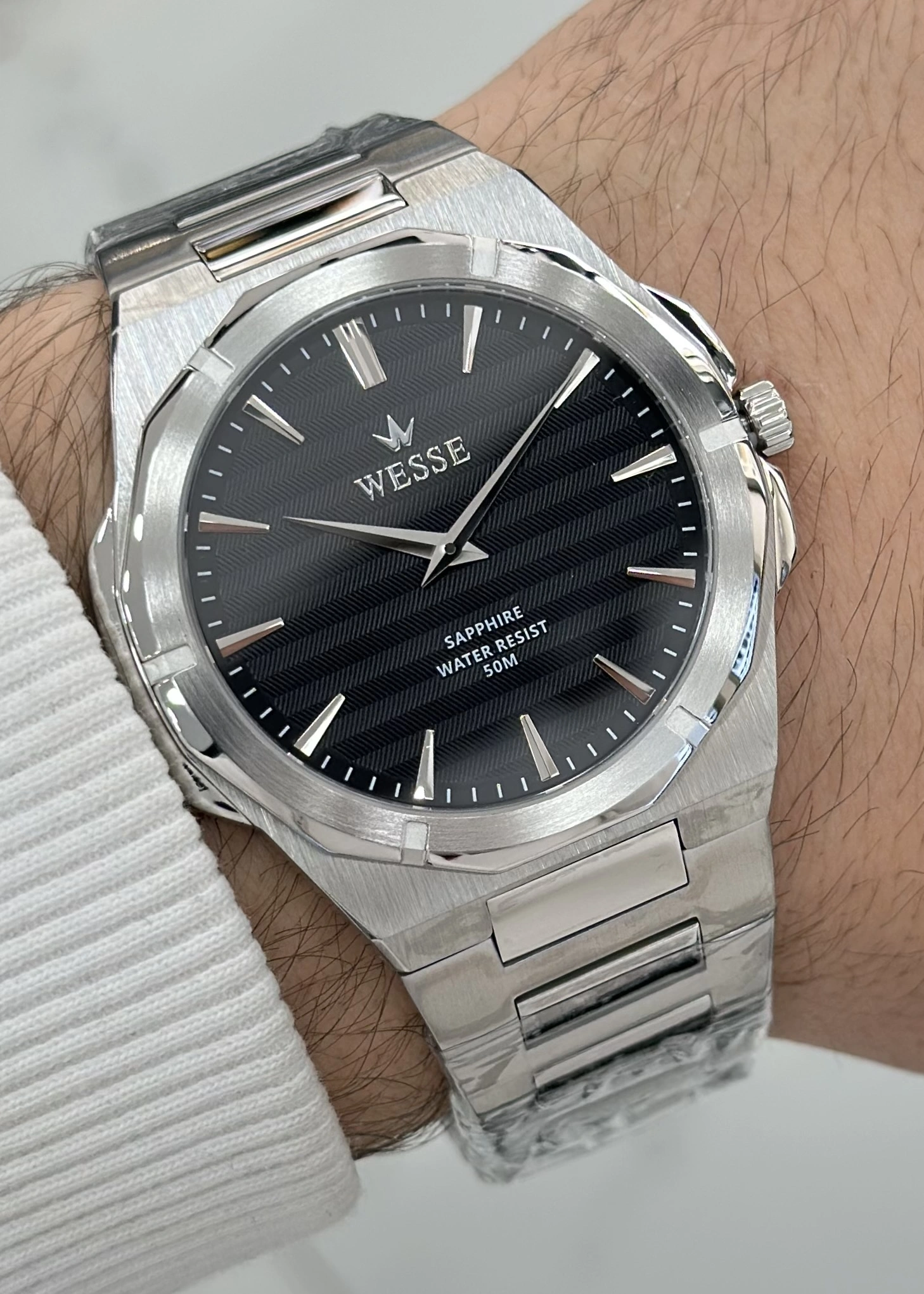 Wesse Orijinal 2 Yıl Garantili 5ATM Su Geçirmez Çelik Kordon Çelik Kasa Erkek Kol Saati