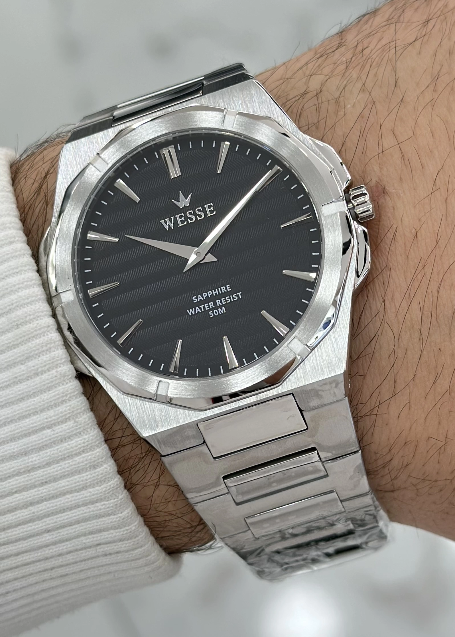 Wesse Orijinal 2 Yıl Garantili 5ATM Su Geçirmez Çelik Kordon Çelik Kasa Erkek Kol Saati