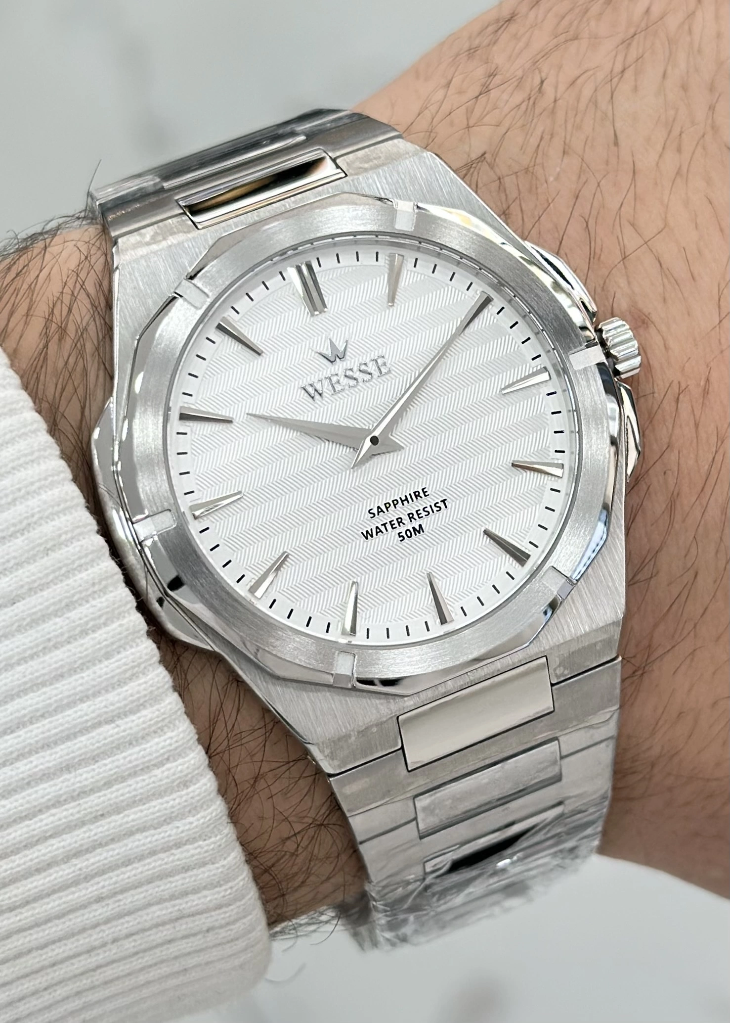 Wesse Orijinal 2 Yıl Garantili 5ATM Su Geçirmez Çelik Kordon Çelik Kasa Erkek Kol Saati