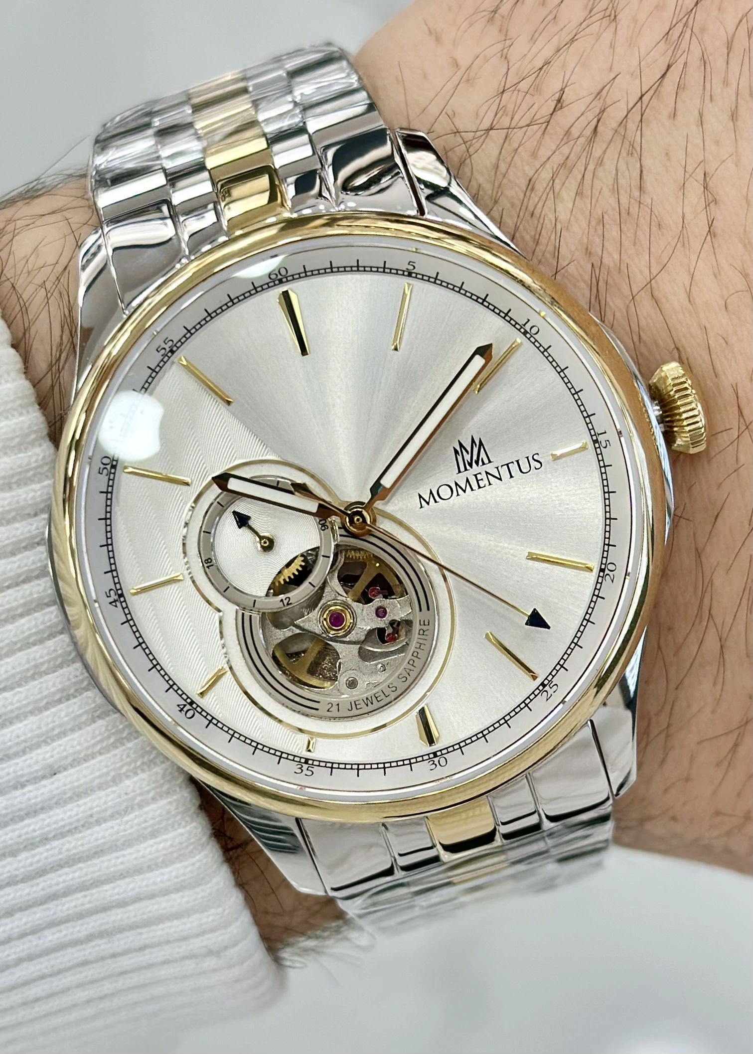 Momentus Orijinal 10ATM Su Geçirmezlik Çelik Kordon Otomatik Erkek Kol Saati ILKMM102T-16SG