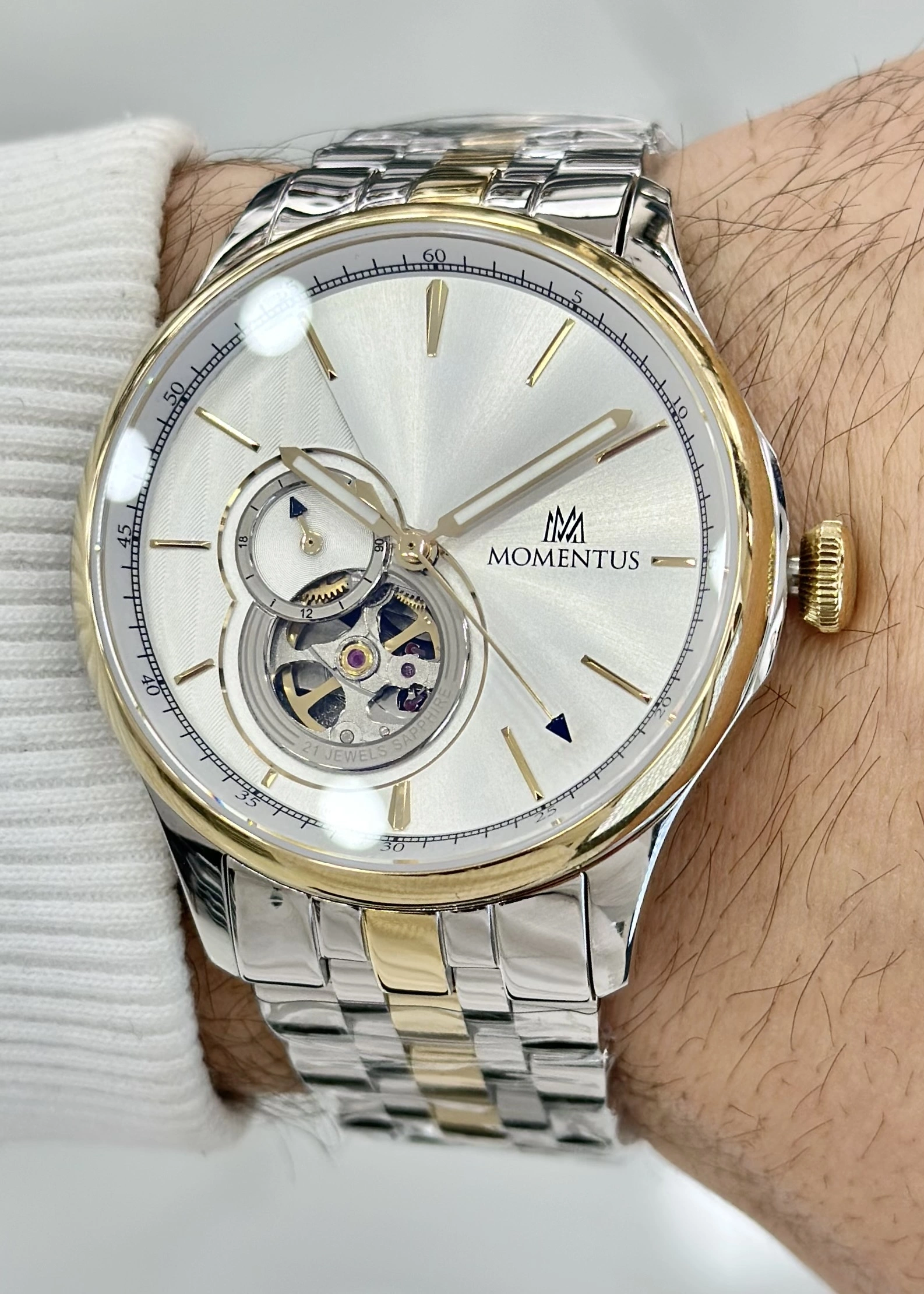 Momentus Orijinal 10ATM Su Geçirmezlik Çelik Kordon Otomatik Erkek Kol Saati ILKMM102T-16SG