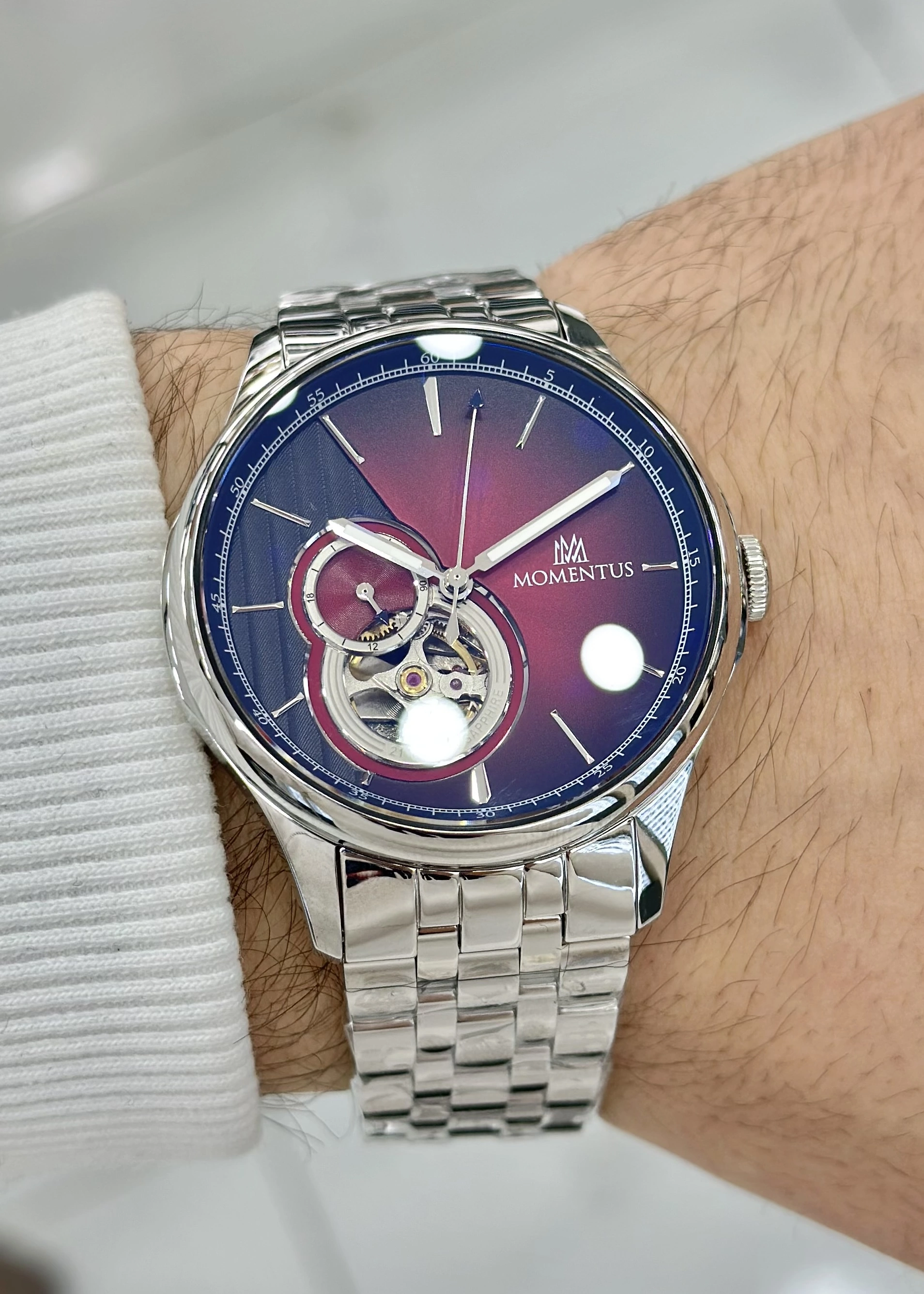 Momentus Orijinal 10ATM Su Geçirmezlik Çelik Kordon Otomatik Erkek Kol Saati ILKMM102S-14SS