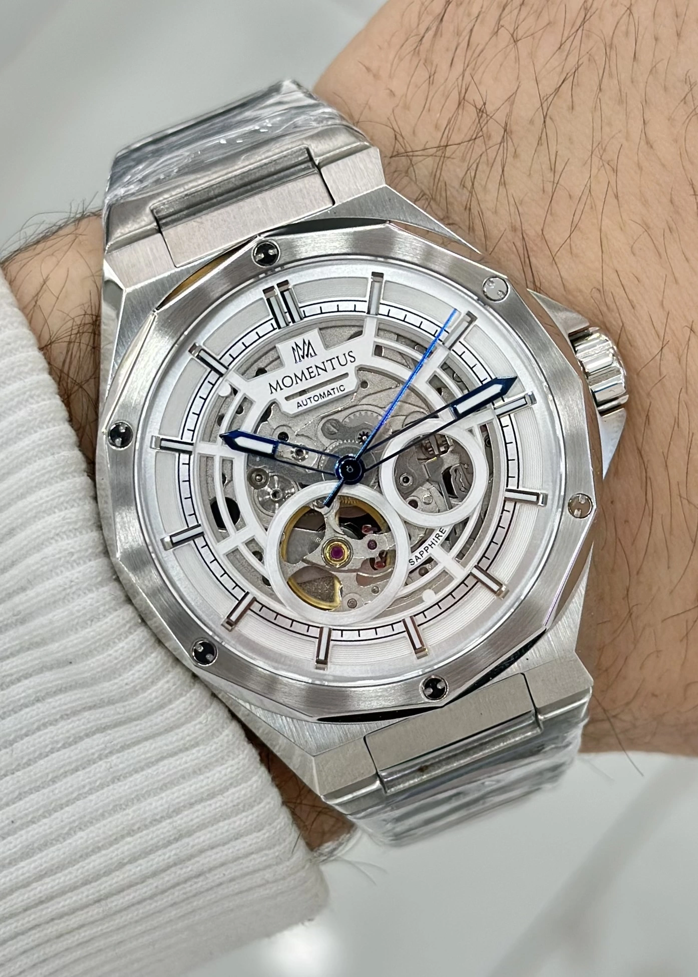 Momentus Orijinal Çelik Kordon Safir Cam Otomatik 5ATM Su Geçirmezlik Erkek Kol Saati ILKMM101S-16SS