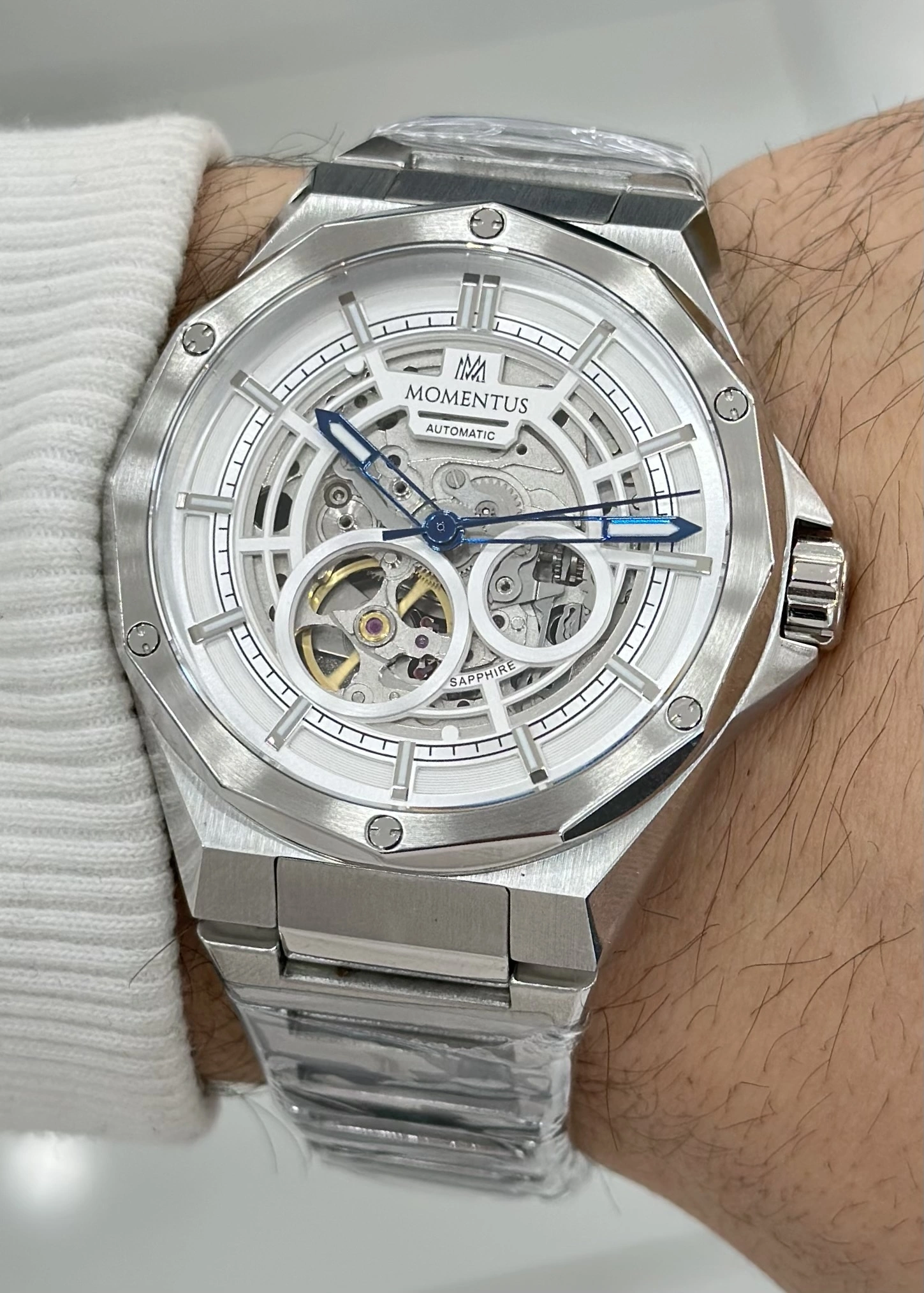 Momentus Orijinal Çelik Kordon Safir Cam Otomatik 5ATM Su Geçirmezlik Erkek Kol Saati ILKMM101S-16SS