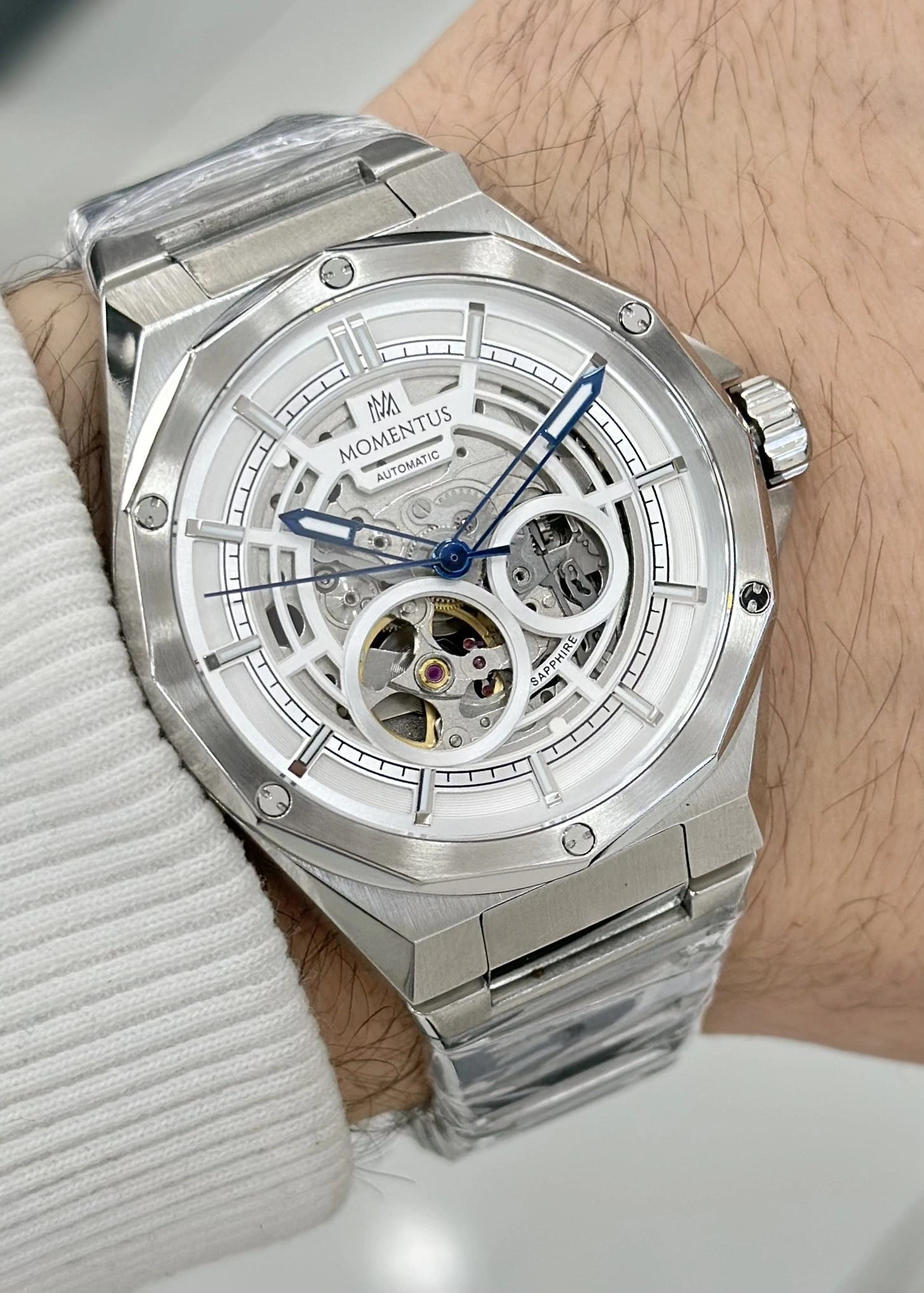 Momentus Orijinal Çelik Kordon Safir Cam Otomatik 5ATM Su Geçirmezlik Erkek Kol Saati ILKMM101S-16SS