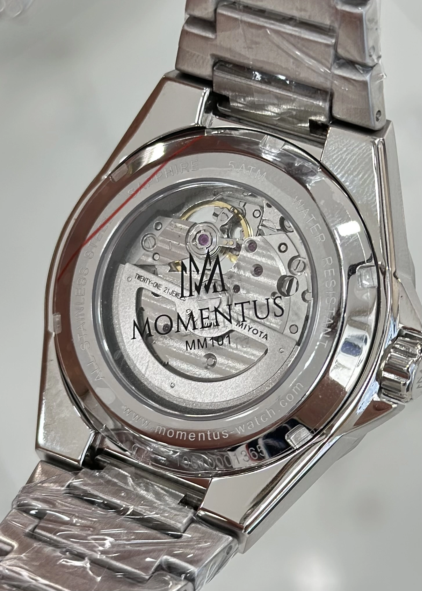 Momentus Orijinal Çelik Kordon Safir Cam Otomatik 5ATM Su Geçirmezlik Erkek Kol Saati ILKMM101S-16SS