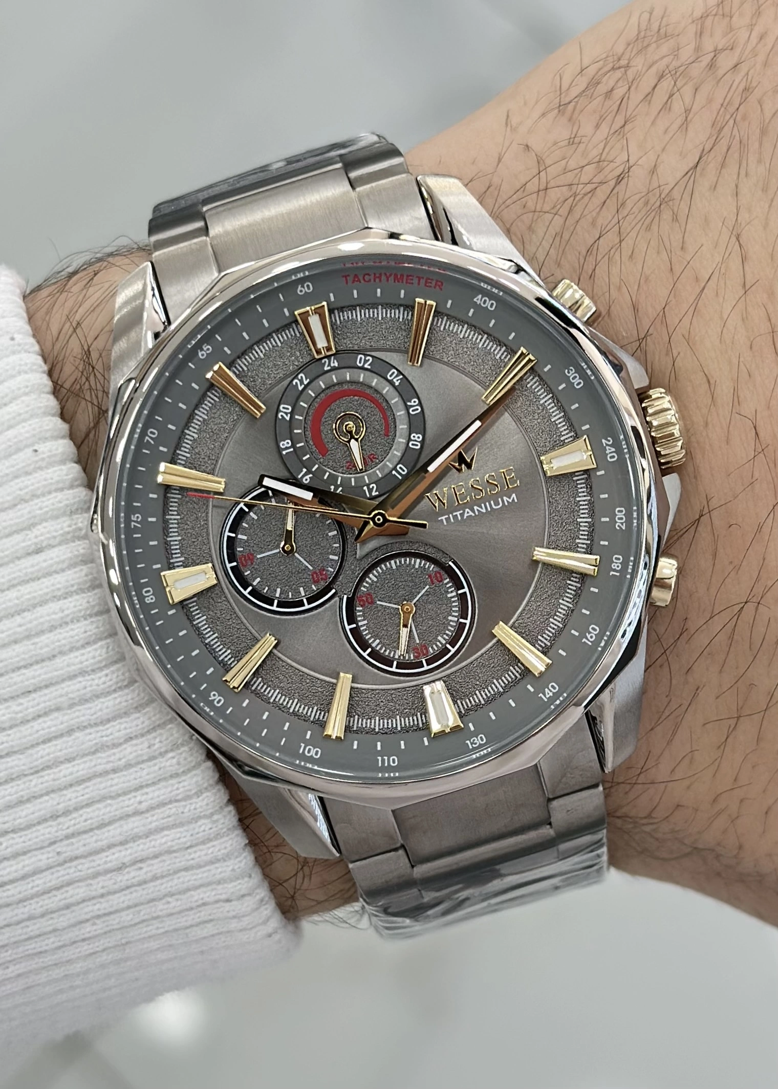 Wesse Orijinal 2 Yıl Garantili Titanyum Kordon/Kasa Fonksiyonlu Erkek Kol Saati WWG.4036.07