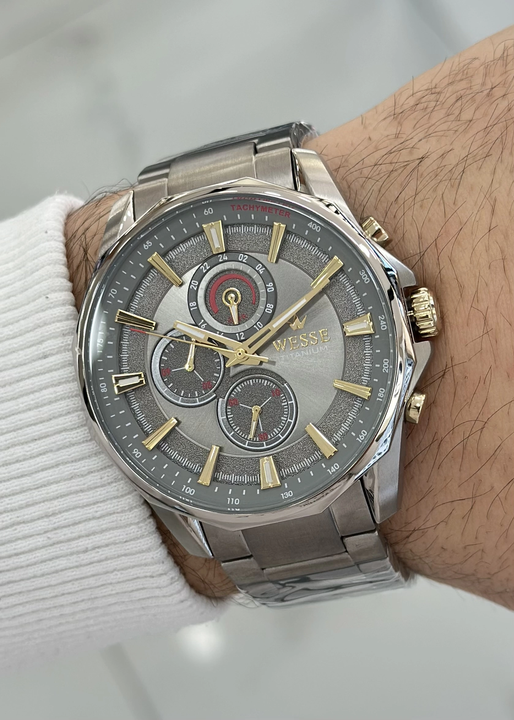 Wesse Orijinal 2 Yıl Garantili Titanyum Kordon/Kasa Fonksiyonlu Erkek Kol Saati WWG.4036.07