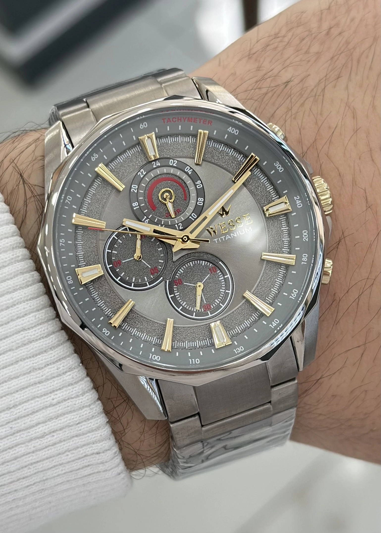 Wesse Orijinal 2 Yıl Garantili Titanyum Kordon/Kasa Fonksiyonlu Erkek Kol Saati WWG.4036.07