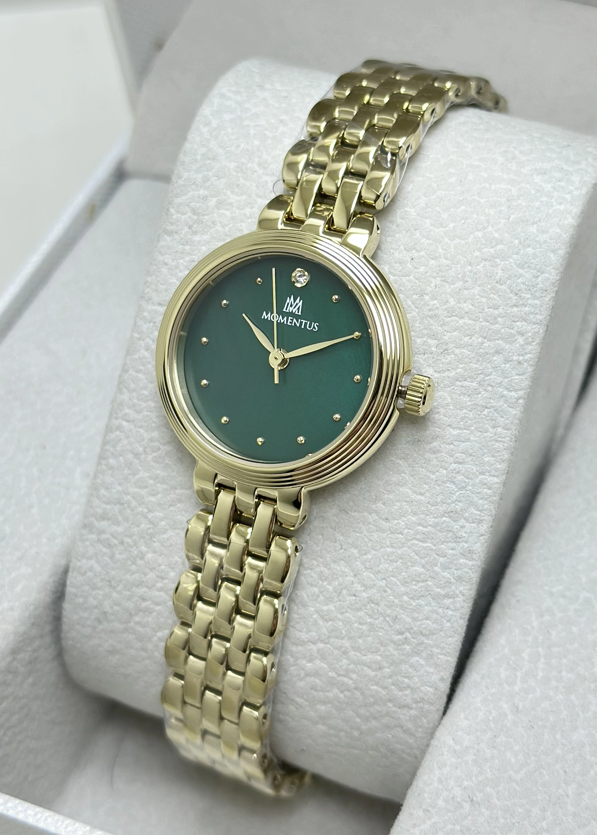 Momentus Orijinal 2 Yıl Garantili Yeşil Katran Çelik Kordon Kadın Kol Saati ILKCW298G-15SG