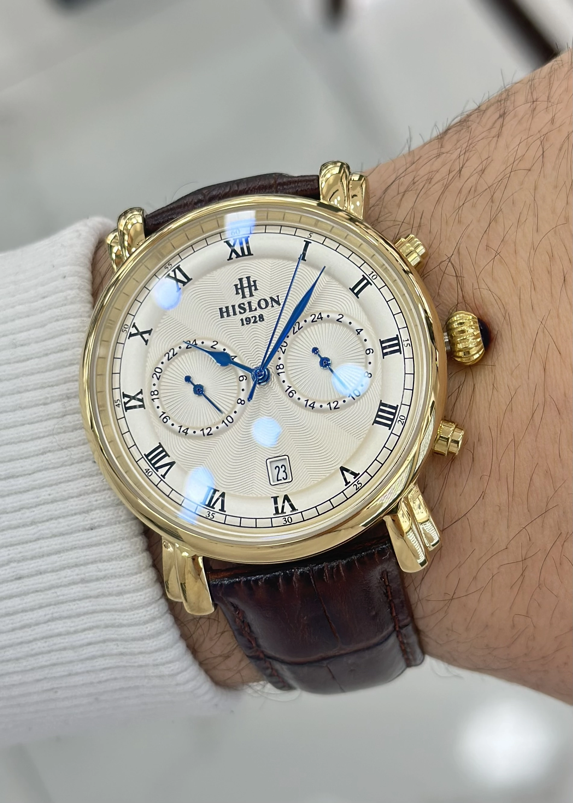 Hislon Orijinal Deri Kordon Su Geçirmez Erkek Kol Saati ILKDT204G-02KG