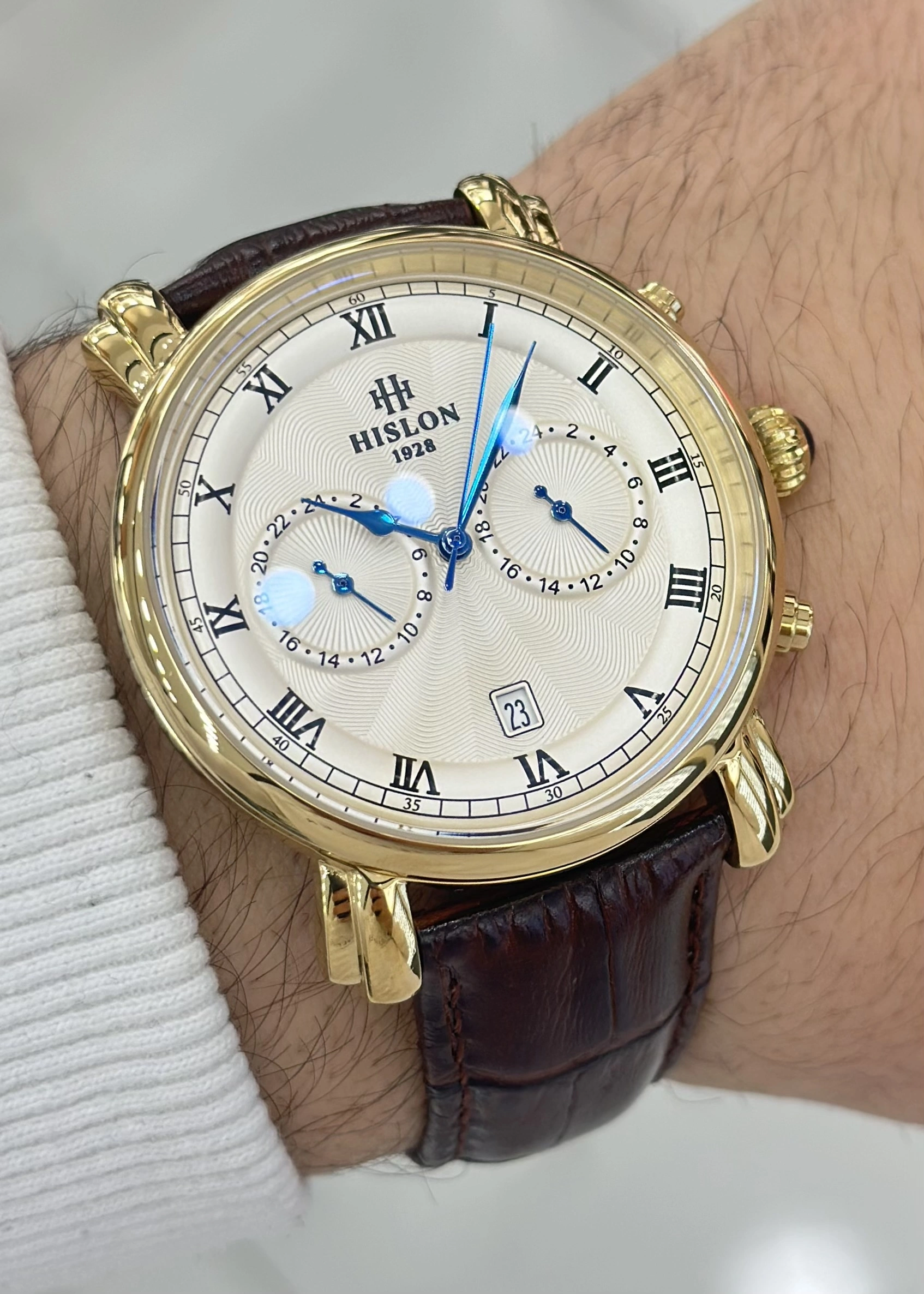 Hislon Orijinal Deri Kordon Su Geçirmez Erkek Kol Saati ILKDT204G-02KG