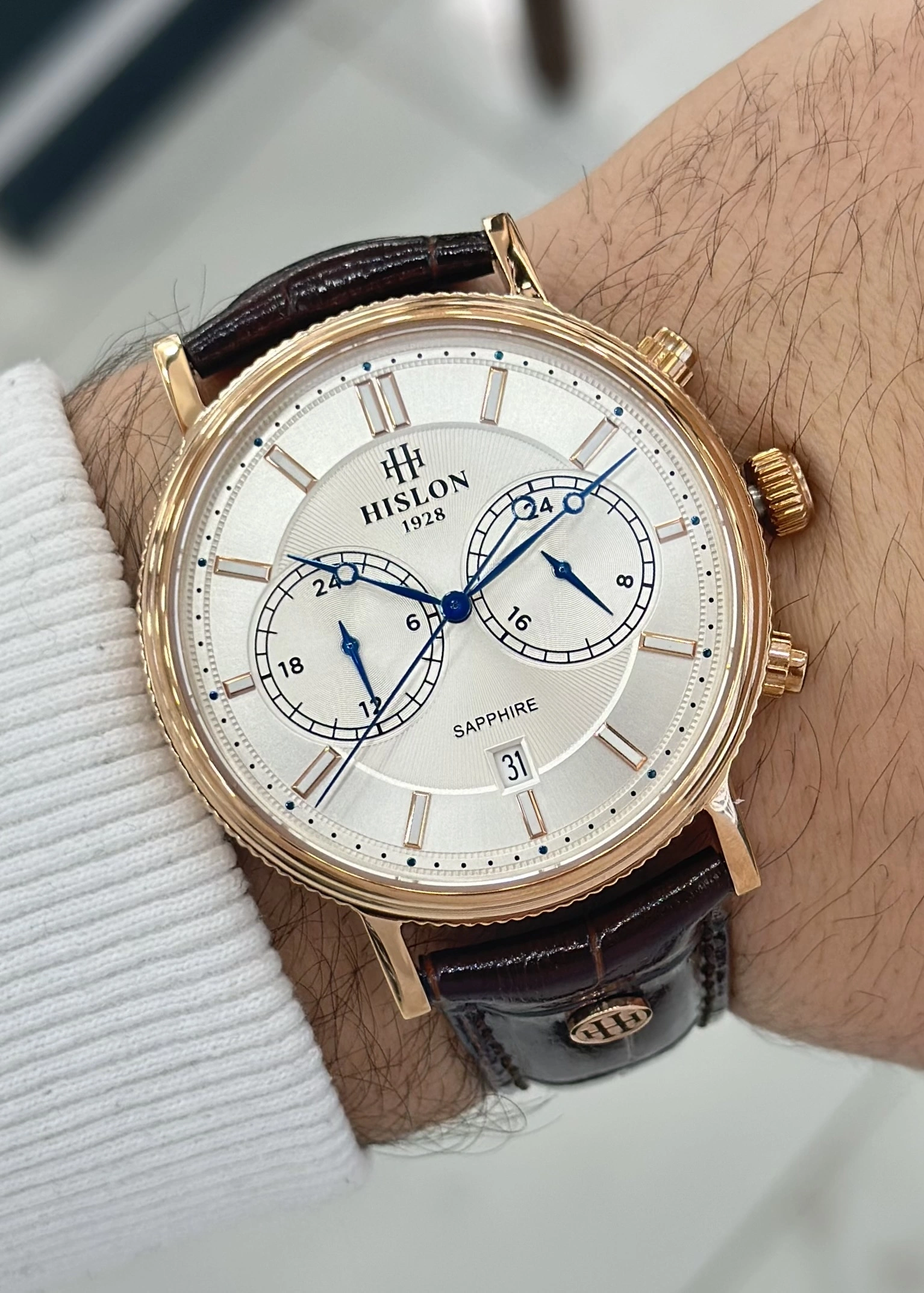 Hislon Orijinal Deri Kordon Su Geçirmez Erkek Kol Saati ILKDT121R-02KR