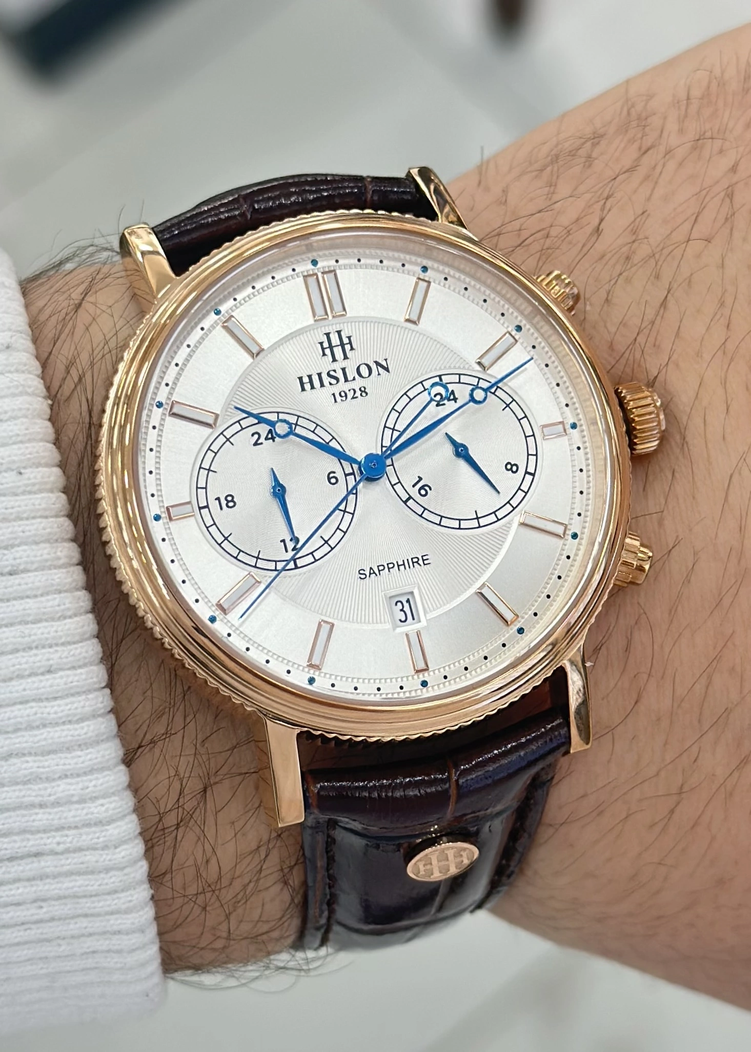 Hislon Orijinal Deri Kordon Su Geçirmez Erkek Kol Saati ILKDT121R-02KR