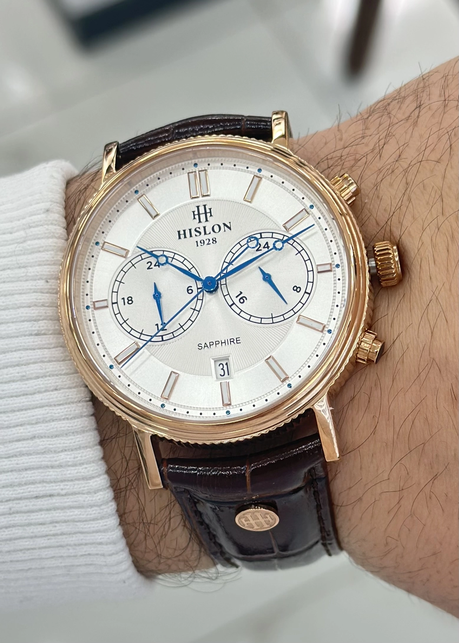 Hislon Orijinal Deri Kordon Su Geçirmez Erkek Kol Saati ILKDT121R-02KR