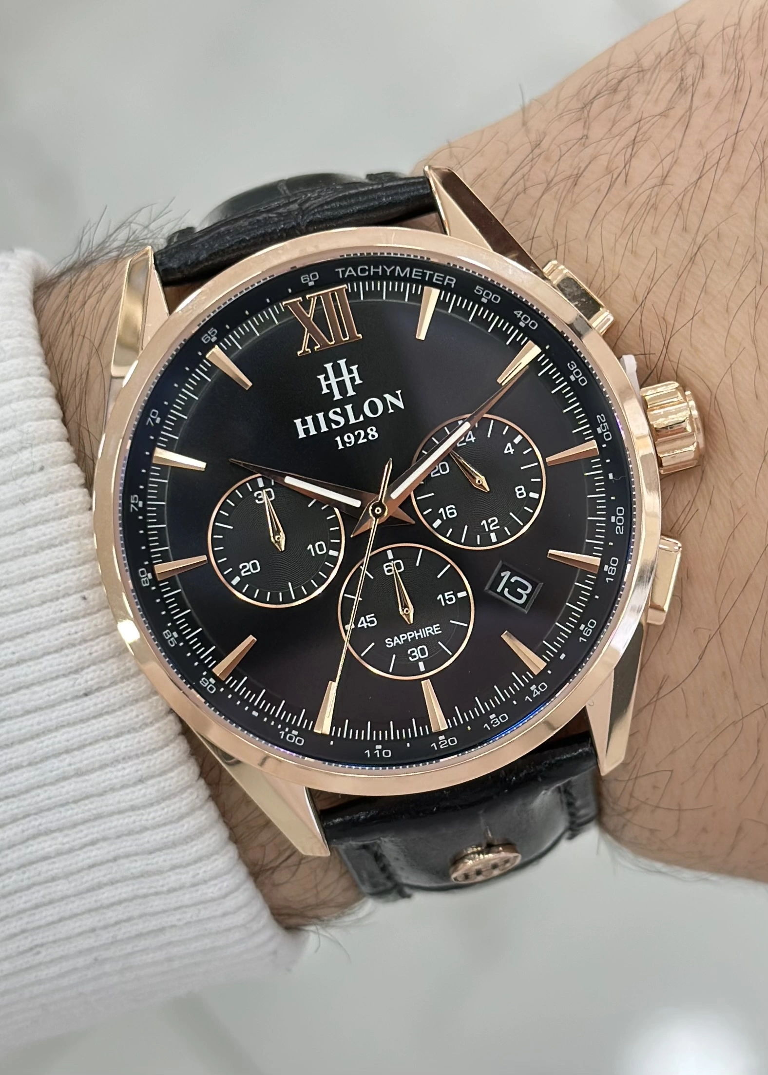 Hislon Orijinal Siyah Deri Kordon Su Geçirmez Erkek Kol Saati ILKMS206R-04BR