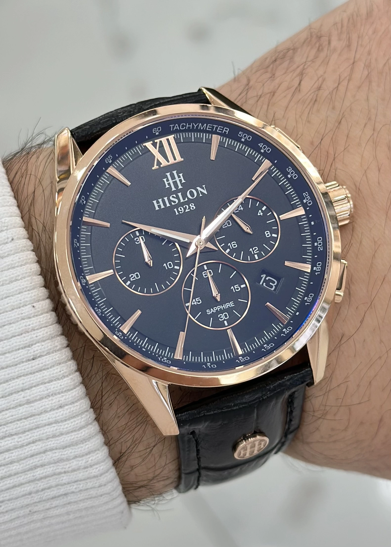 Hislon Orijinal Siyah Deri Kordon Su Geçirmez Erkek Kol Saati ILKMS206R-04BR