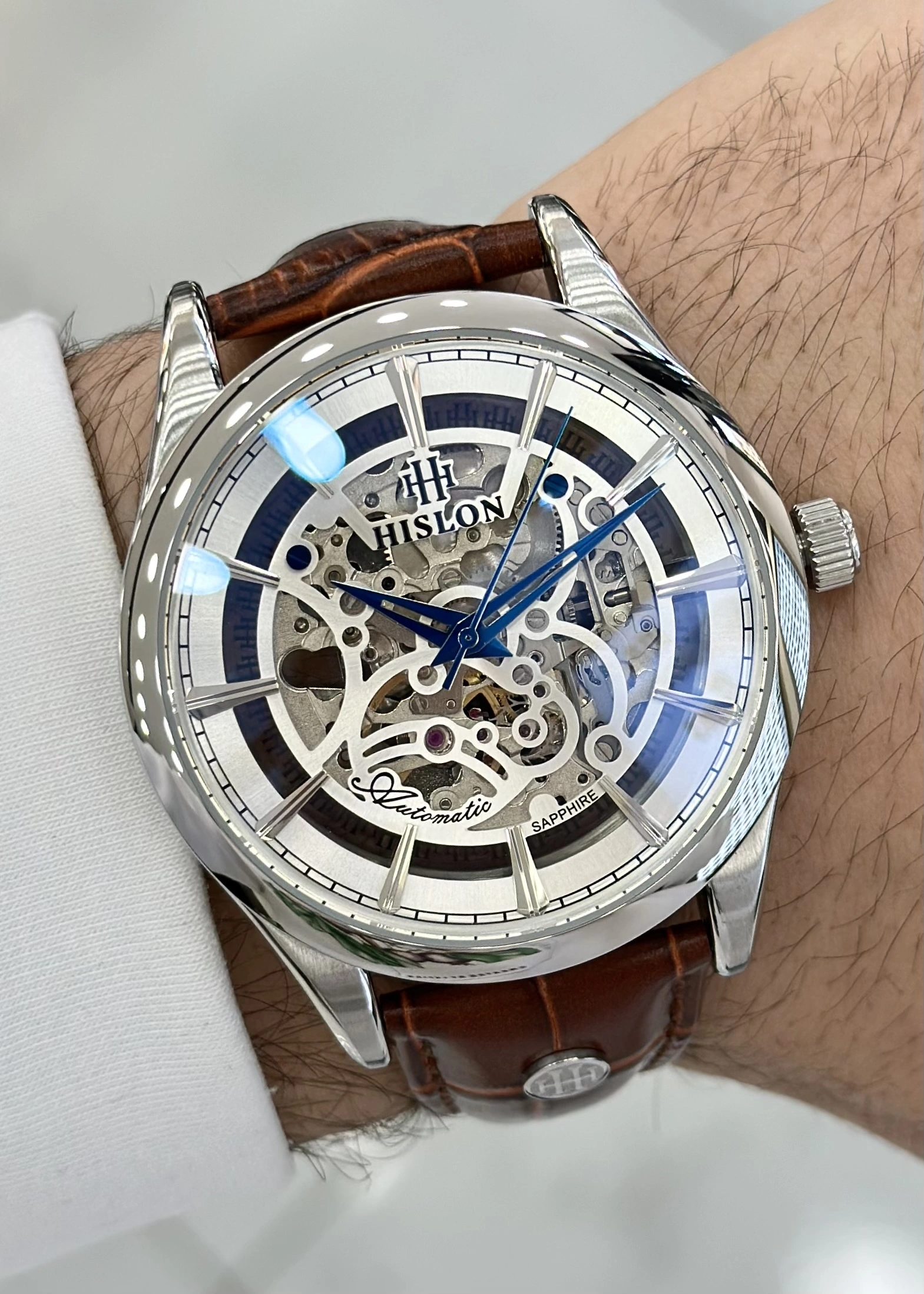 Hislon Orijinal Deri Kordon Su Geçirmez Otomatik Erkek Kol Saati ILKSD101S-16KS