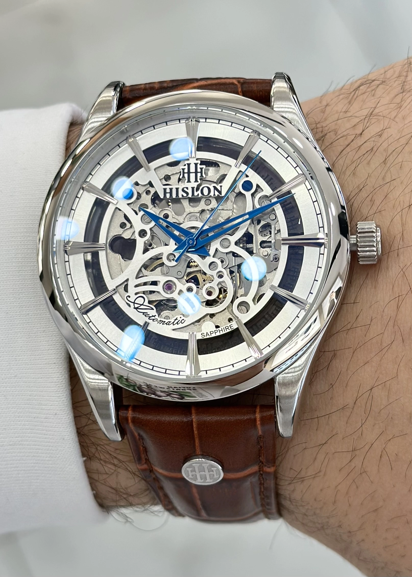 Hislon Orijinal Deri Kordon Su Geçirmez Otomatik Erkek Kol Saati ILKSD101S-16KS