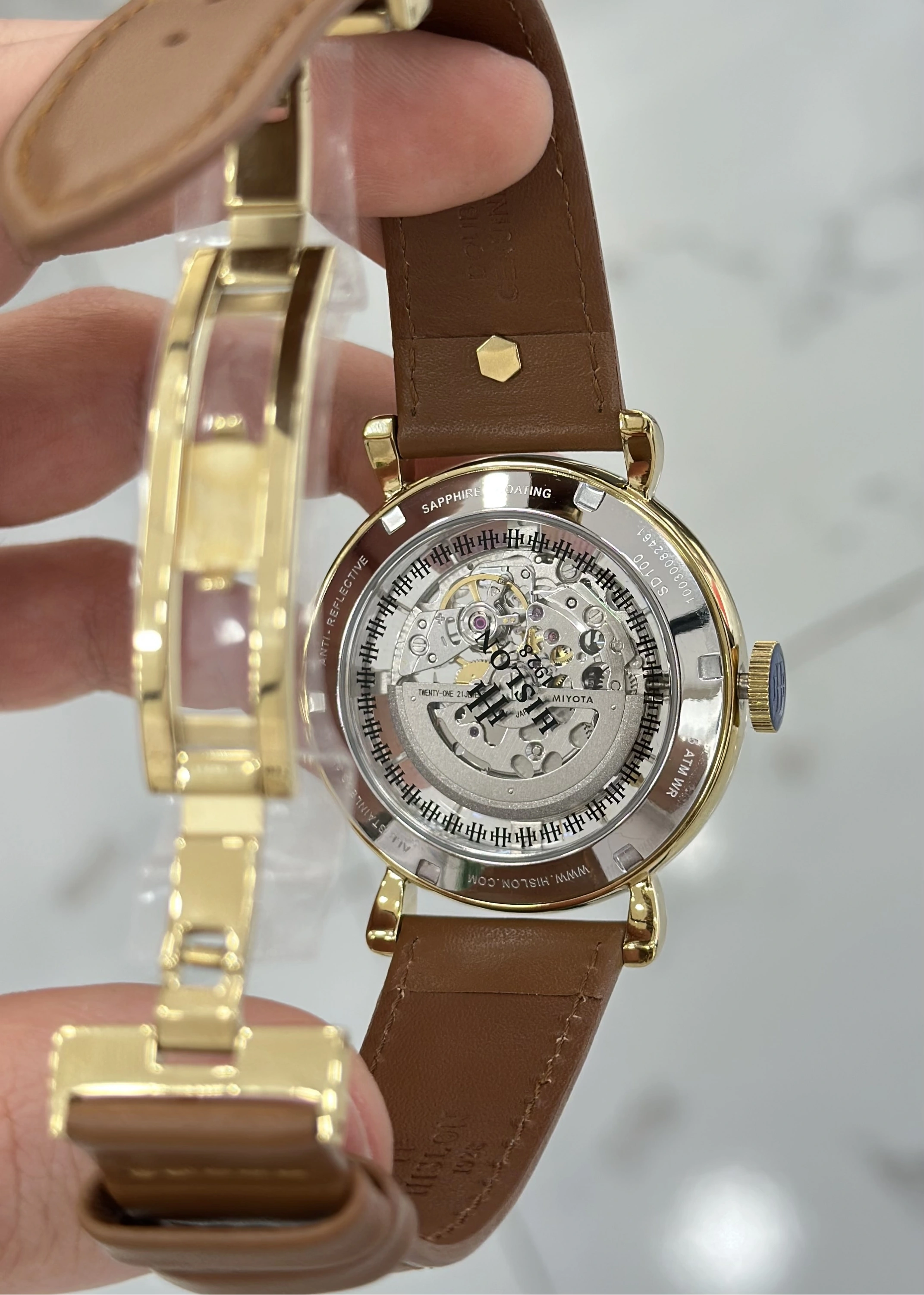 Hislon Orijinal Deri Kordon Su Geçirmez Otomatik Erkek Kol Saati ILKSD100G-16KG