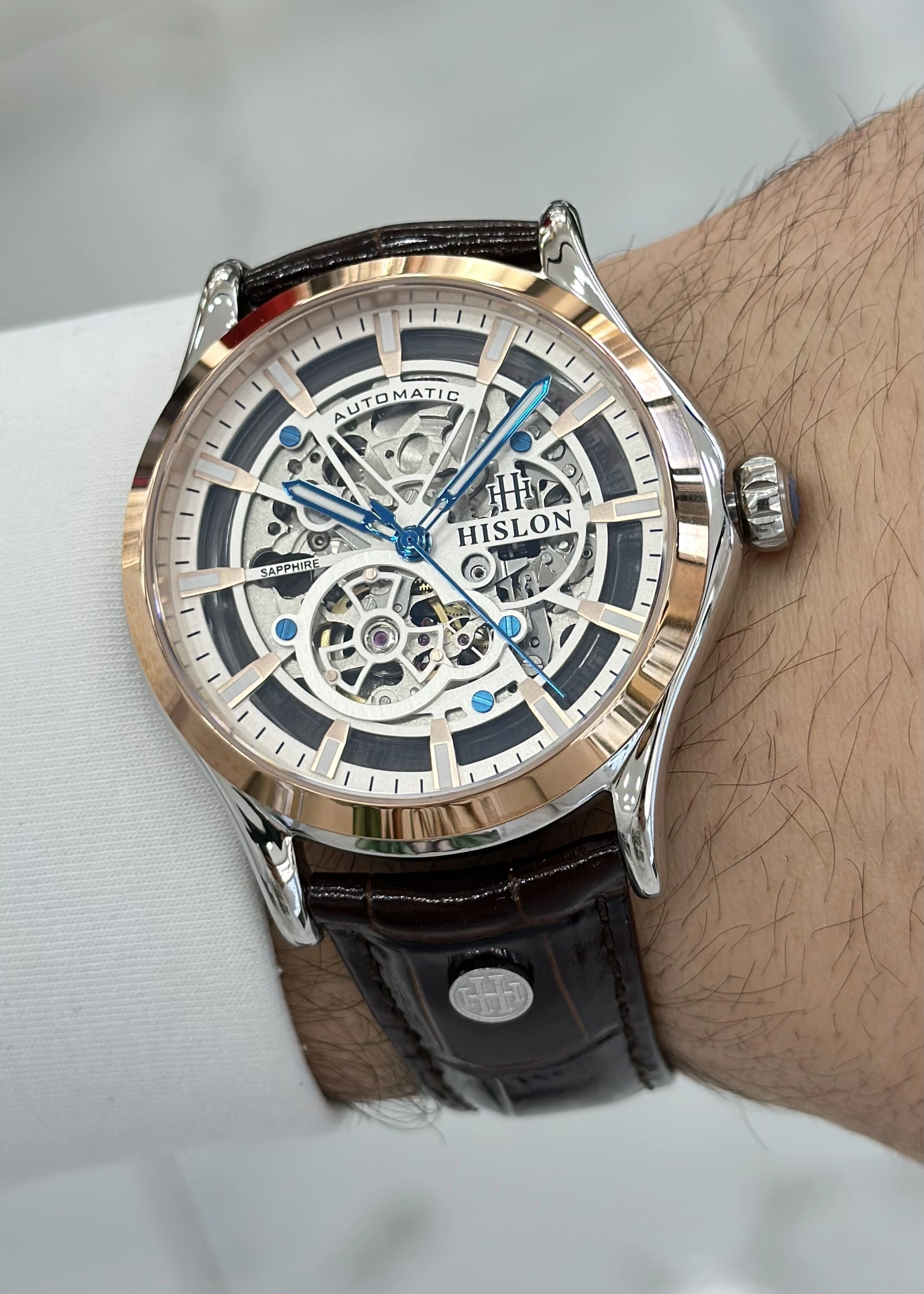 Hislon Orijinal Deri Kordon Su Geçirmez Otomatik Erkek Kol Saati ILKSD201T-16KR