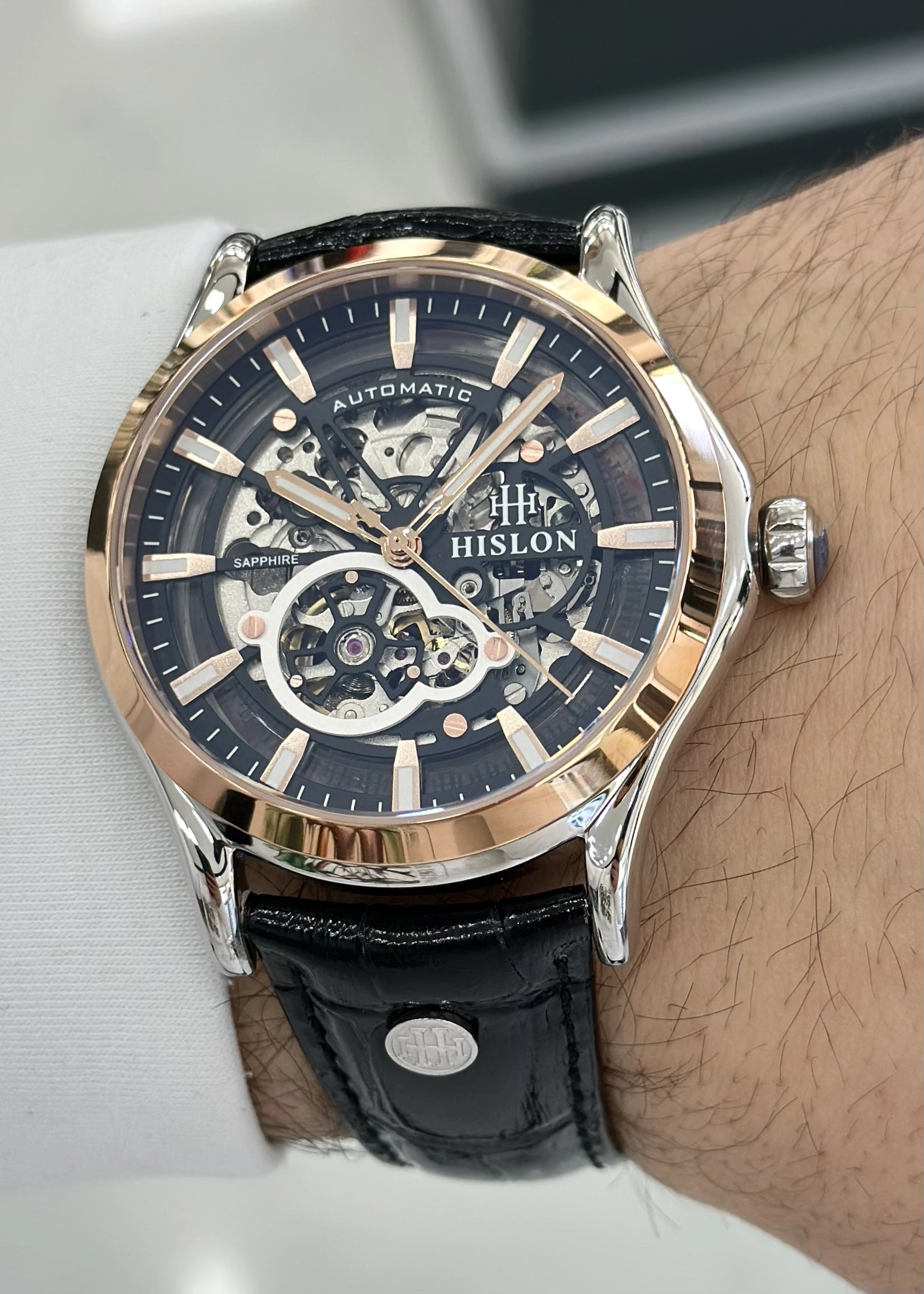 Hislon Orijinal Deri Kordon Su Geçirmez Otomatik Erkek Kol Saati ILKSD201T-16BR