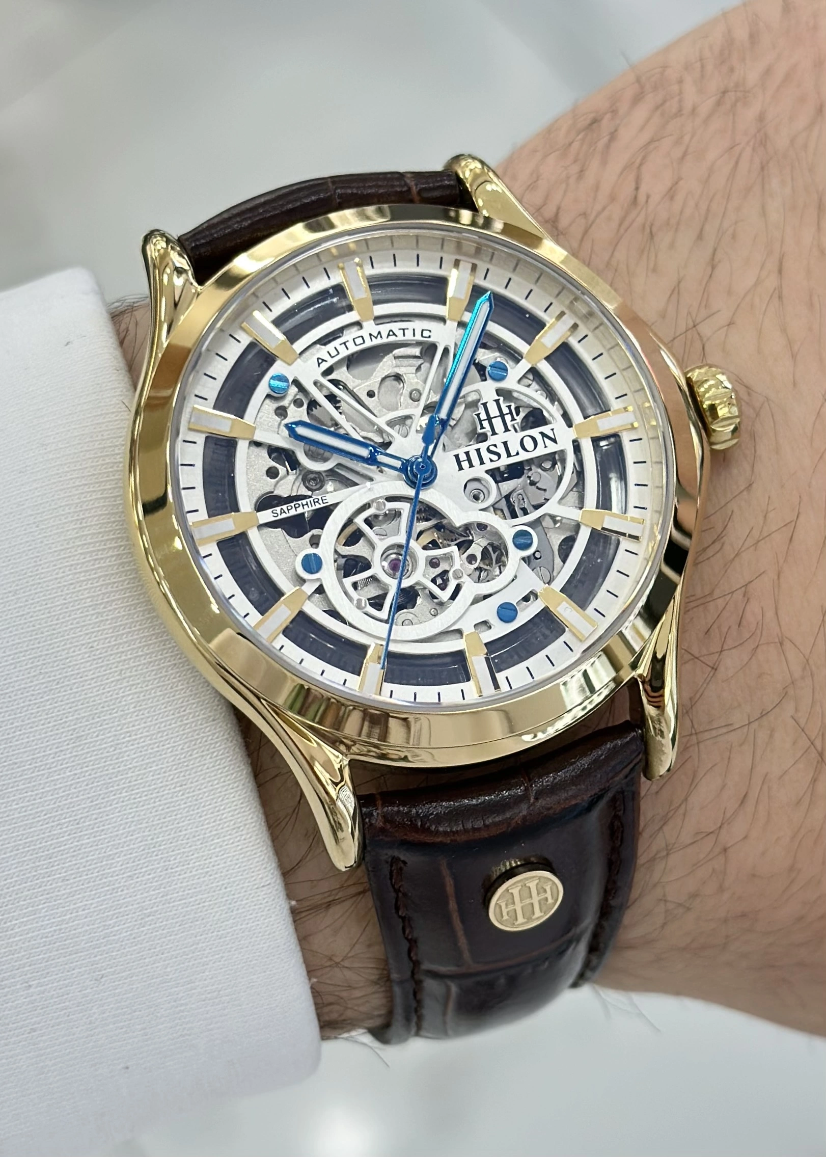 Hislon Orijinal Deri Kordon Su Geçirmez Otomatik Erkek Kol Saati ILKSD201G-16KG