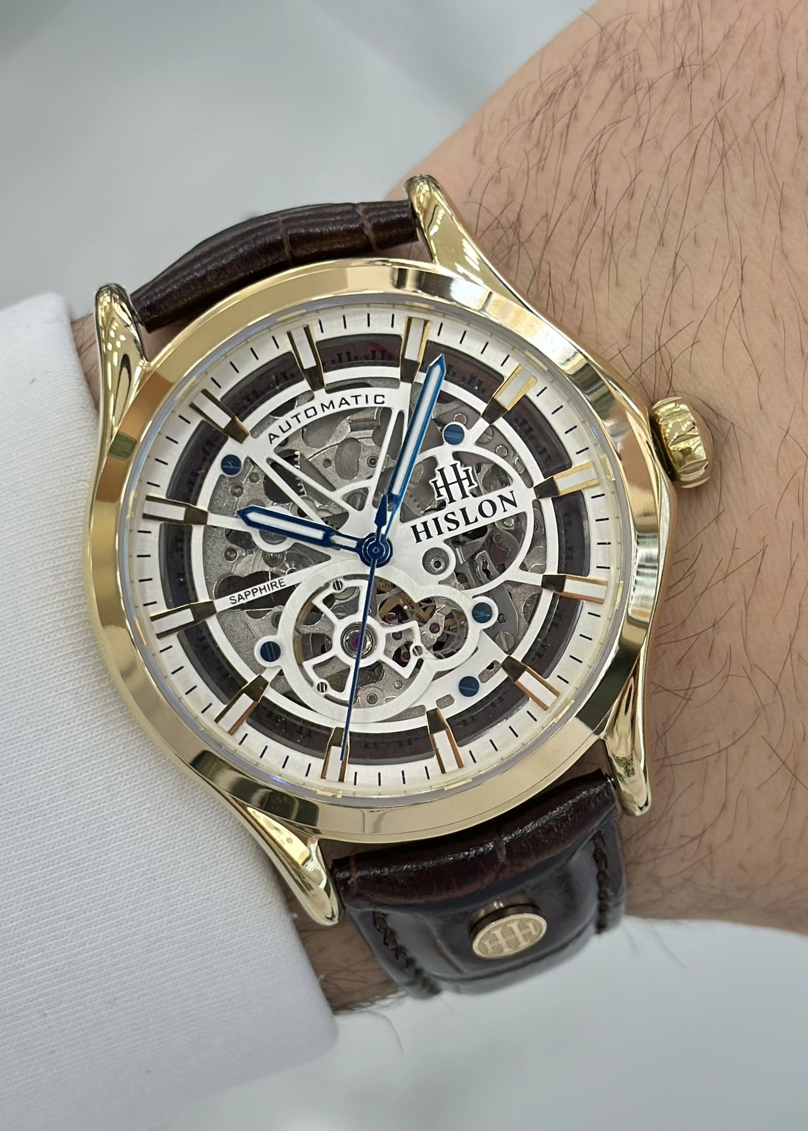 Hislon Orijinal Deri Kordon Su Geçirmez Otomatik Erkek Kol Saati ILKSD201G-16KG