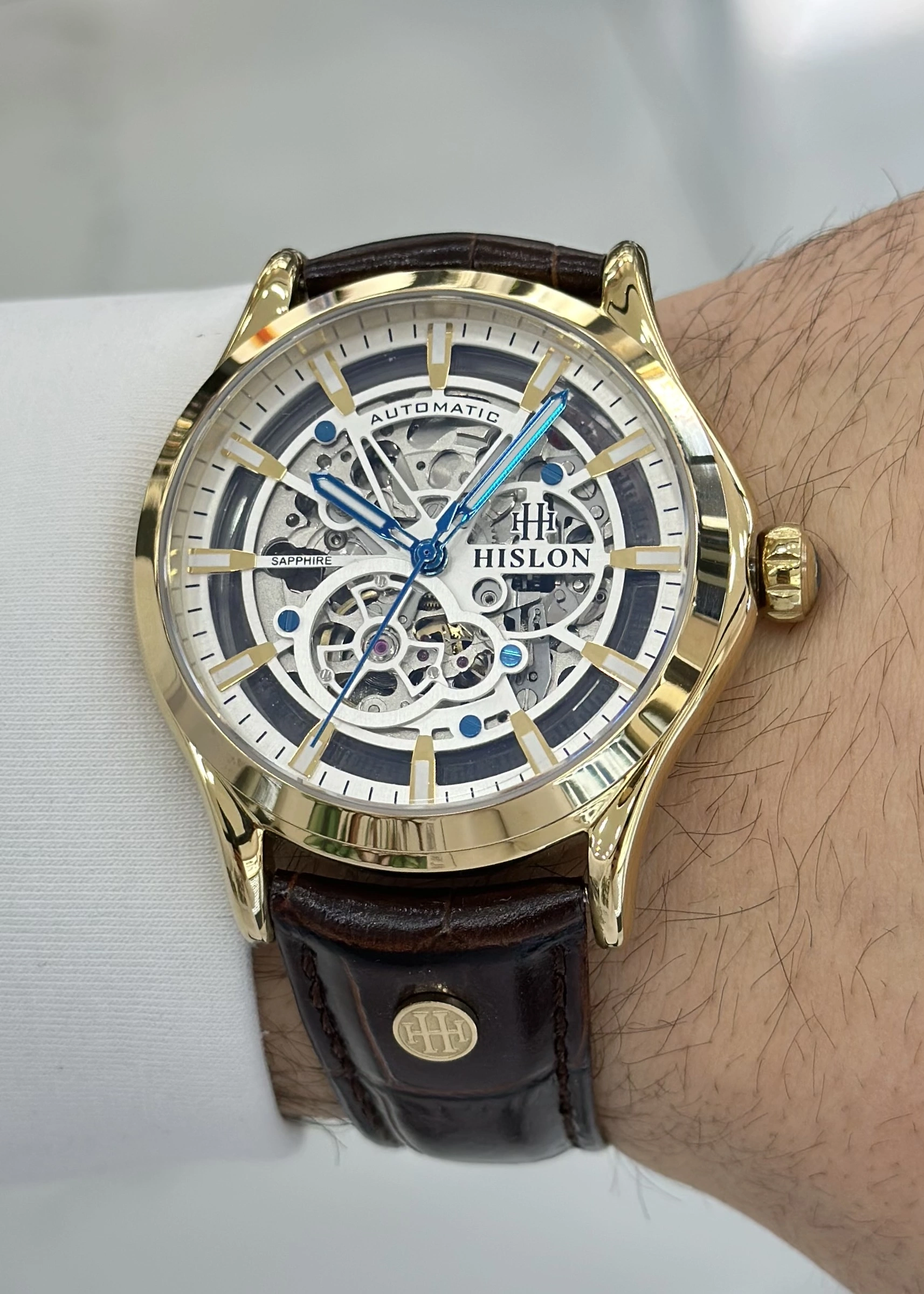 Hislon Orijinal Deri Kordon Su Geçirmez Otomatik Erkek Kol Saati ILKSD201G-16KG