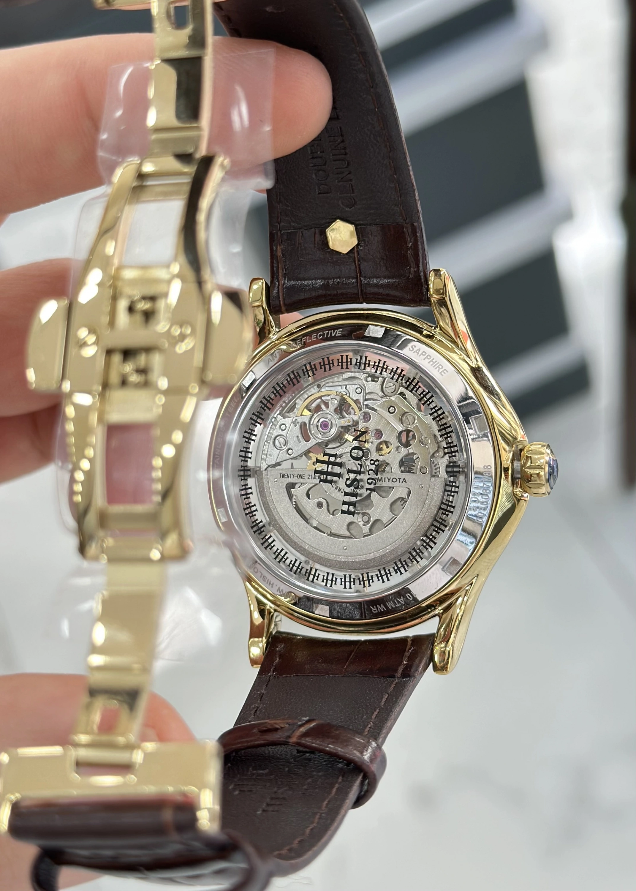 Hislon Orijinal Deri Kordon Su Geçirmez Otomatik Erkek Kol Saati ILKSD201G-16KG