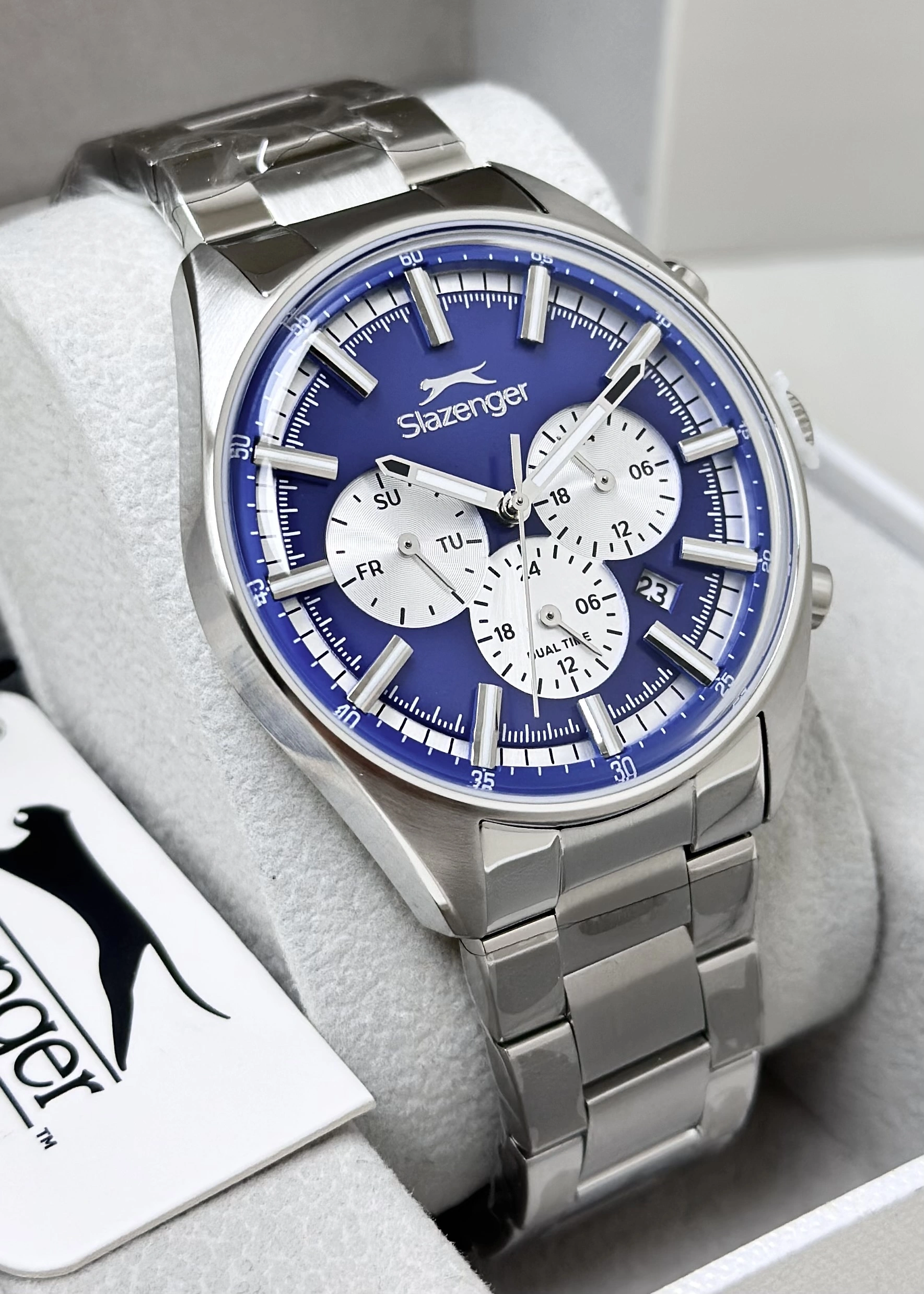 Slazenger Orijinal Lacivert Katran 10ATM Su Geçirmezlik Fonksiyonlu Çelik Kordon Erkek Kol Saati ILK.2602.5
