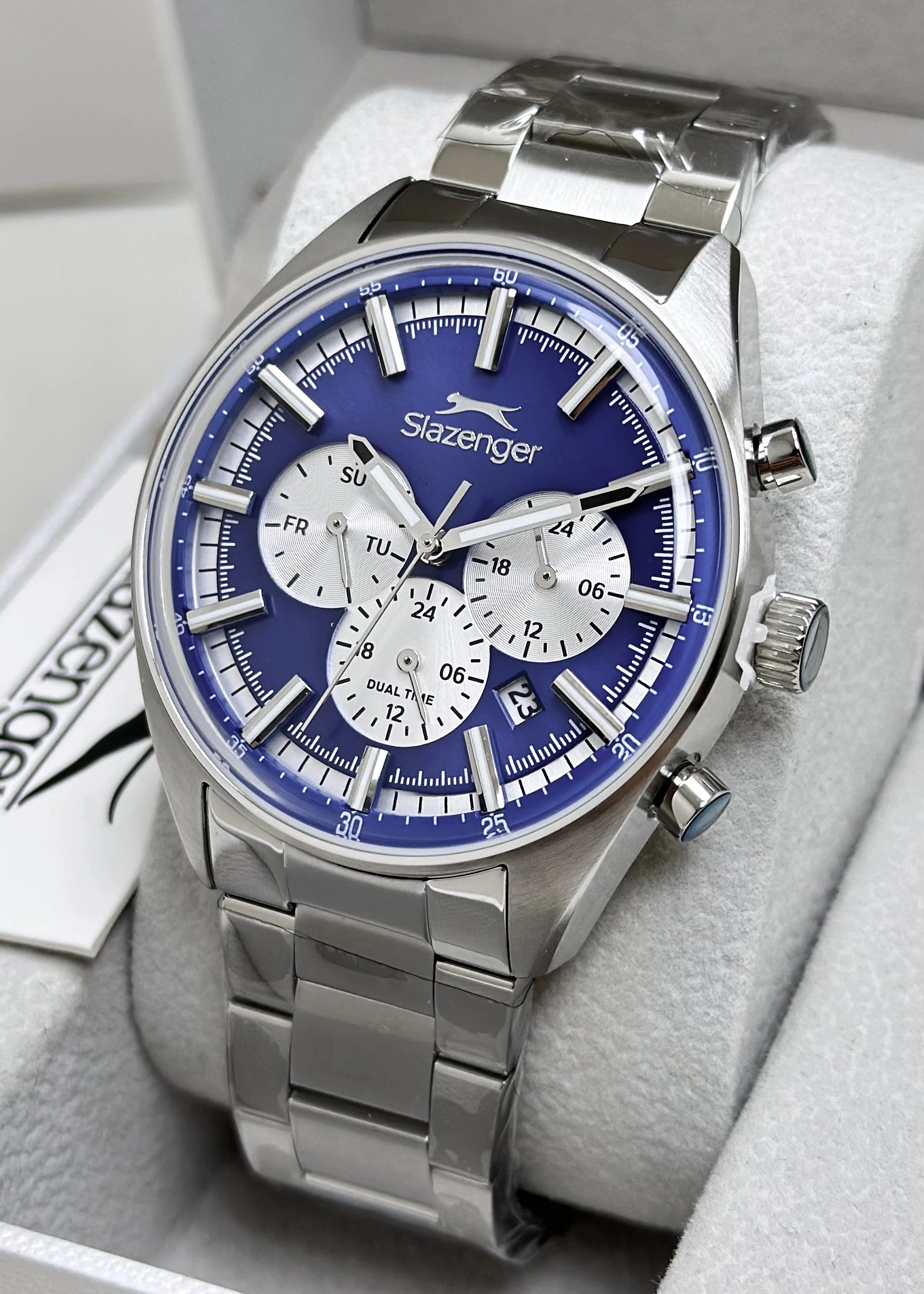 Slazenger Orijinal Lacivert Katran 10ATM Su Geçirmezlik Fonksiyonlu Çelik Kordon Erkek Kol Saati ILK.2602.5