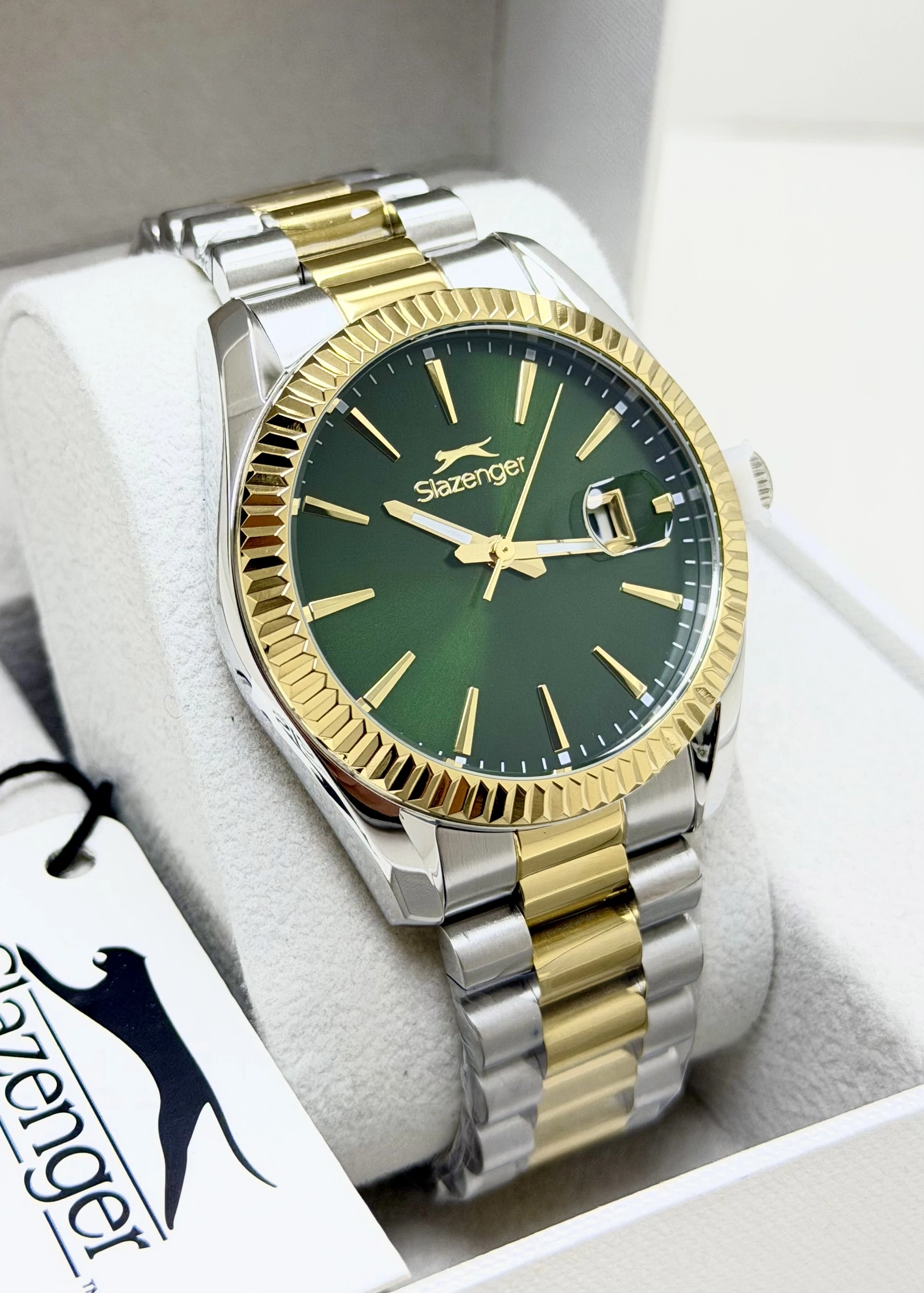 Slazenger Orijinal 2 Yıl Garantili Yeşil Kadran 10ATM Su Geçirmezlik Hediye Erkek Kol Saati