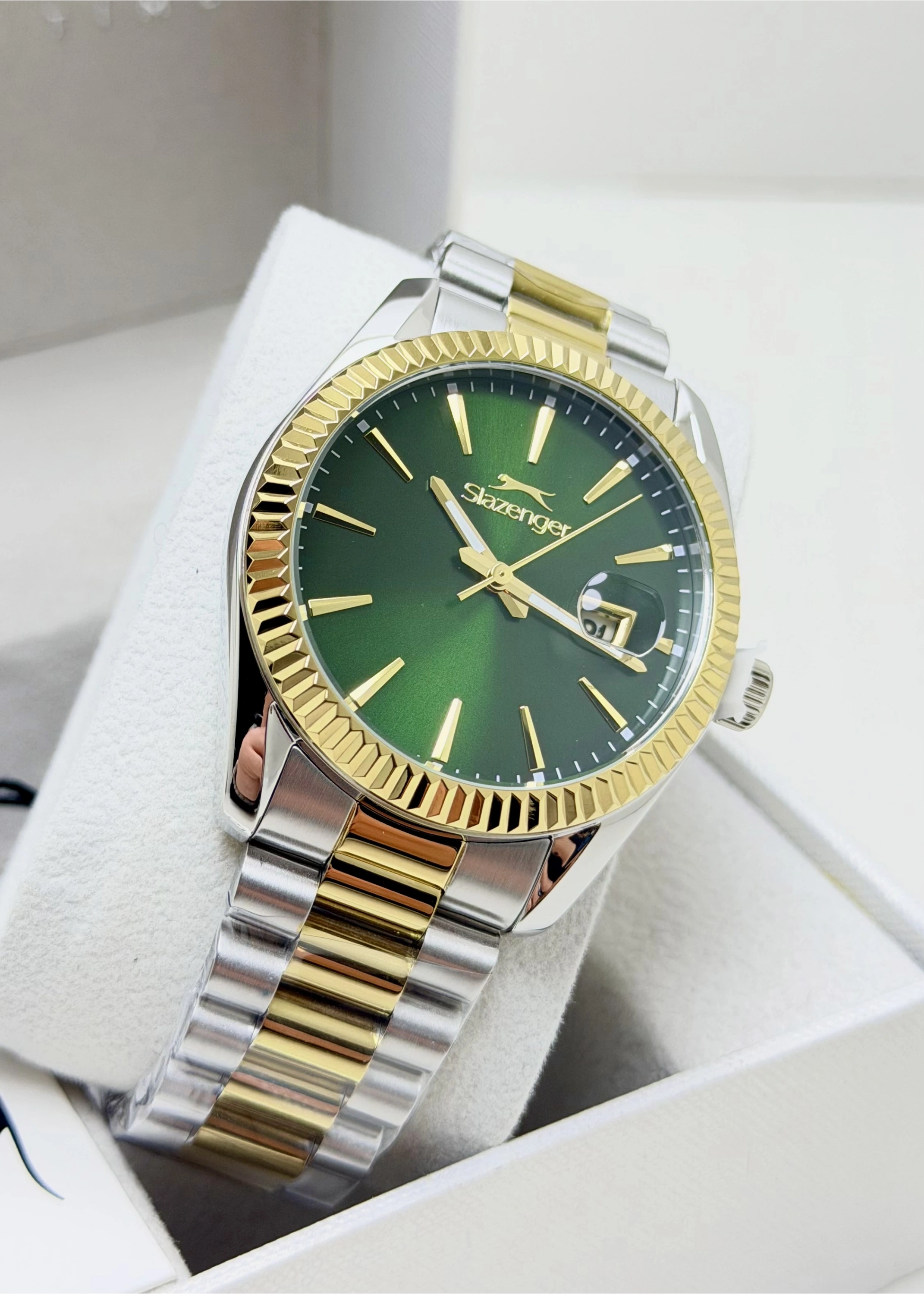 Slazenger Orijinal 2 Yıl Garantili Yeşil Kadran 10ATM Su Geçirmezlik Hediye Erkek Kol Saati