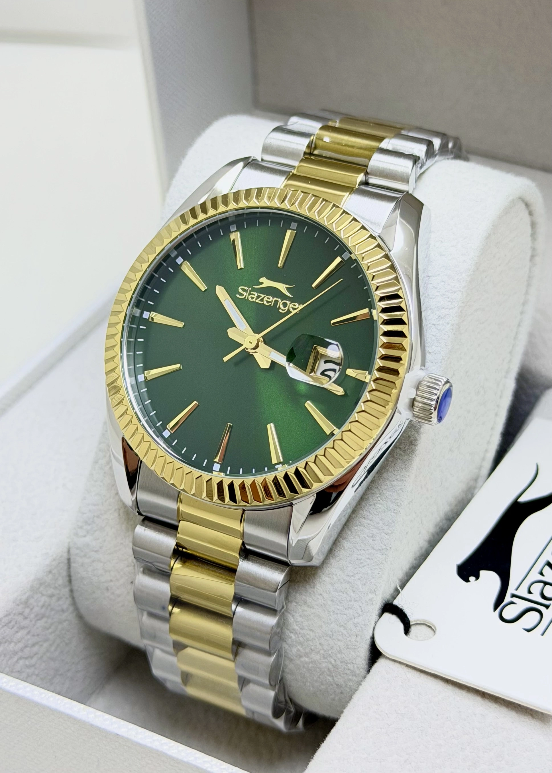 Slazenger Orijinal 2 Yıl Garantili Yeşil Kadran 10ATM Su Geçirmezlik Hediye Erkek Kol Saati