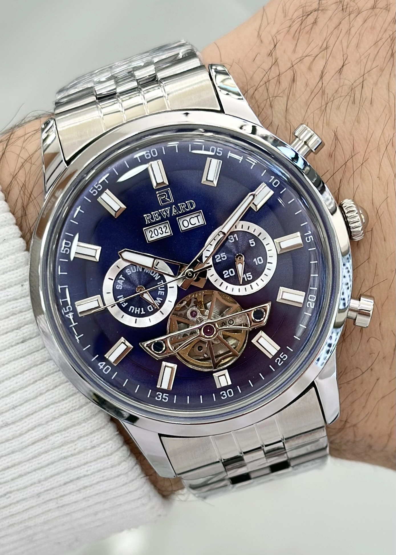 Reward Çelik Kordon Fonksiyonlu Lacivert Katran Otomatik Erkek Kol Saati ILK.43