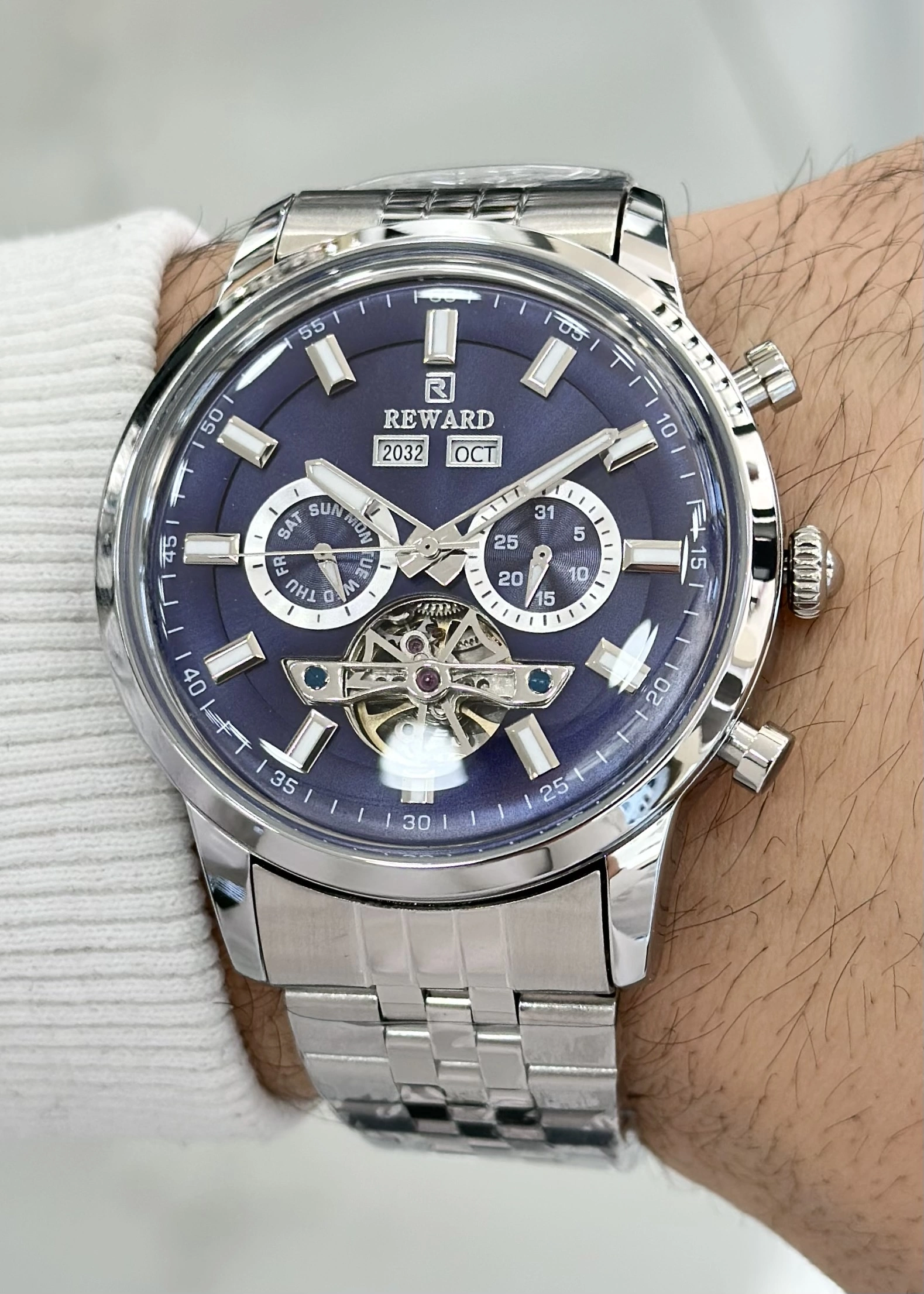 Reward Çelik Kordon Fonksiyonlu Lacivert Katran Otomatik Erkek Kol Saati ILK.43