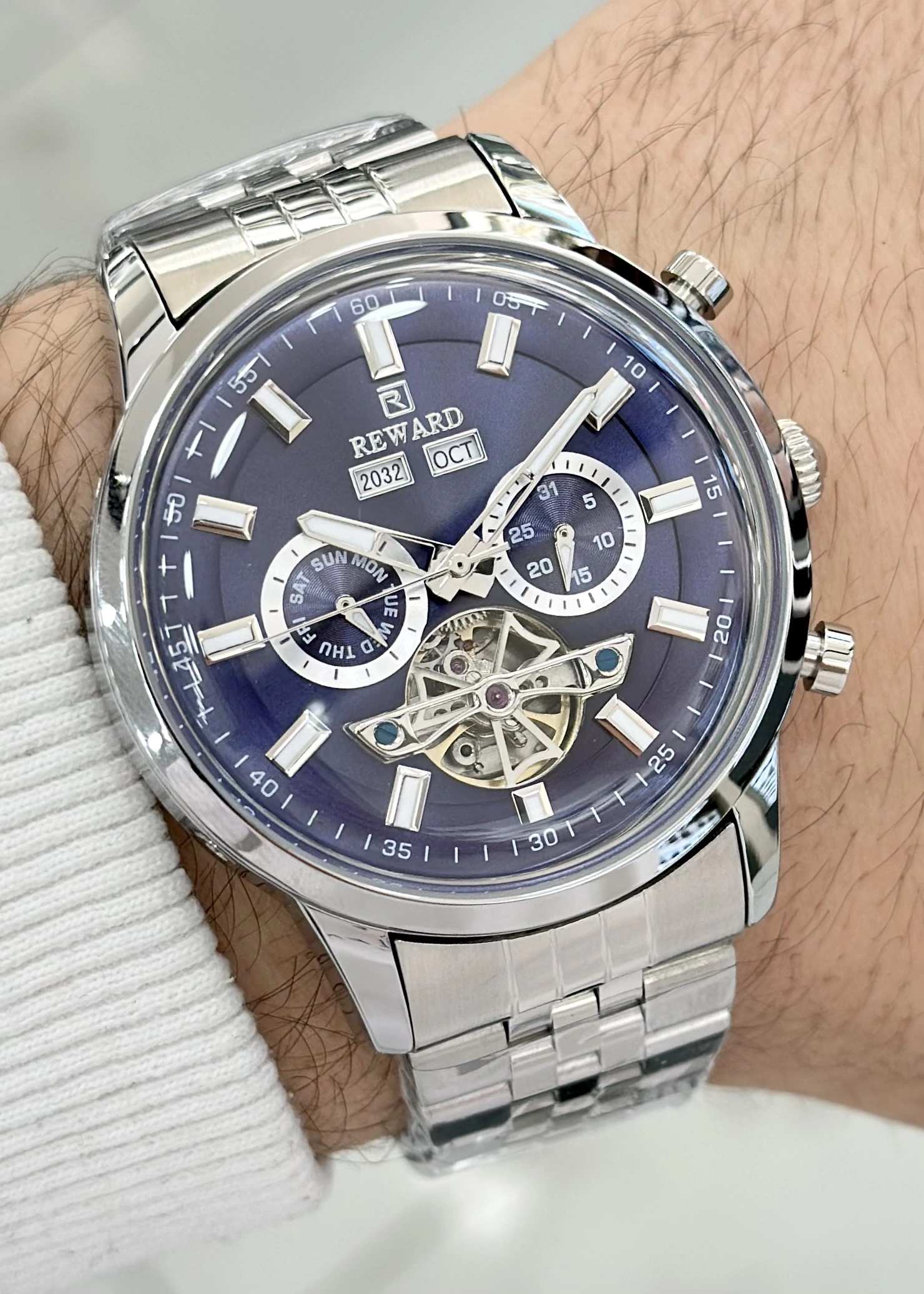 Reward Çelik Kordon Fonksiyonlu Lacivert Katran Otomatik Erkek Kol Saati ILK.43