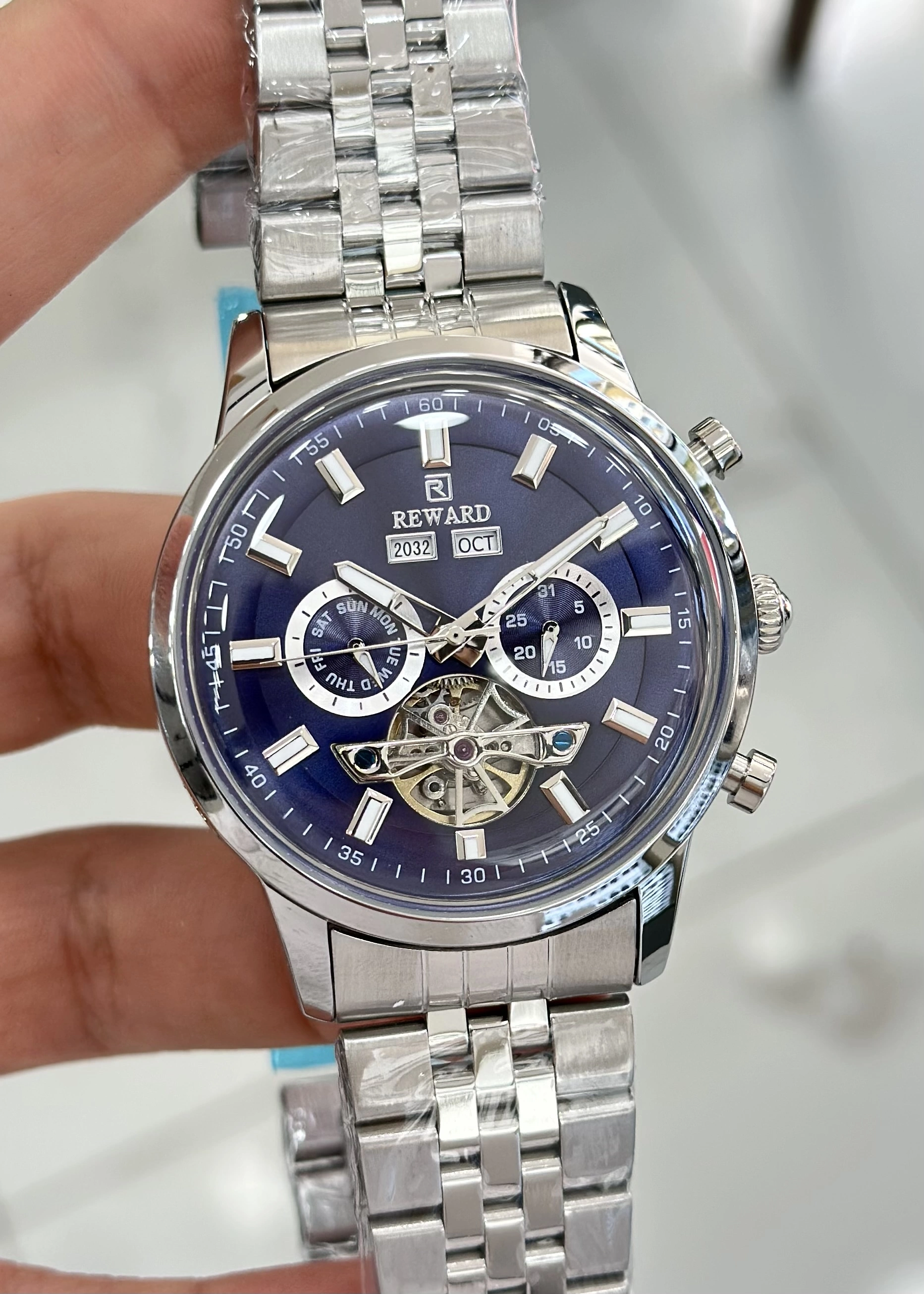 Reward Çelik Kordon Fonksiyonlu Lacivert Katran Otomatik Erkek Kol Saati ILK.43