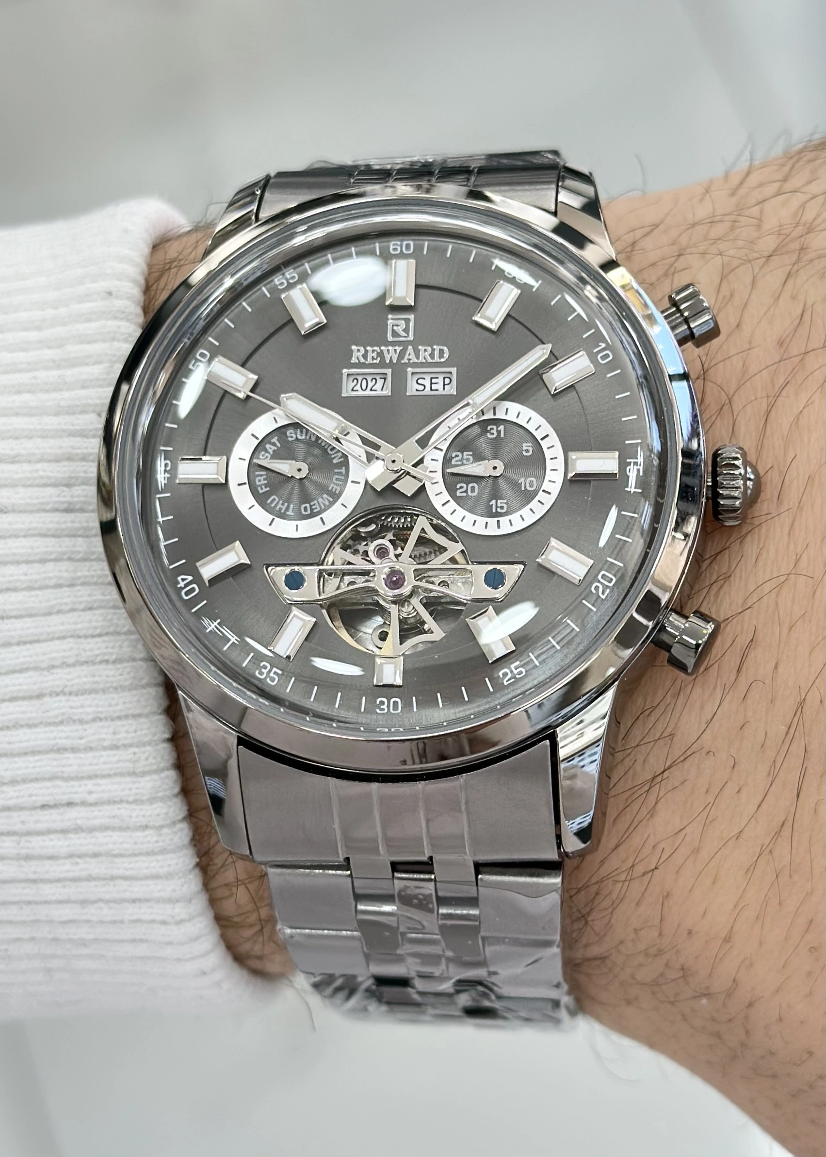 Reward Çelik Kordon Fonksiyonlu Füme Katran Otomatik Erkek Kol Saati ILK.47