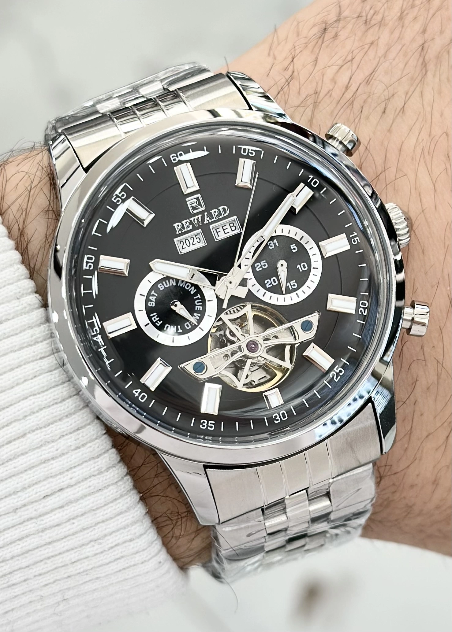 Reward Çelik Kordon Fonksiyonlu Siyah Katran Otomatik Erkek Kol Saati ILK.42