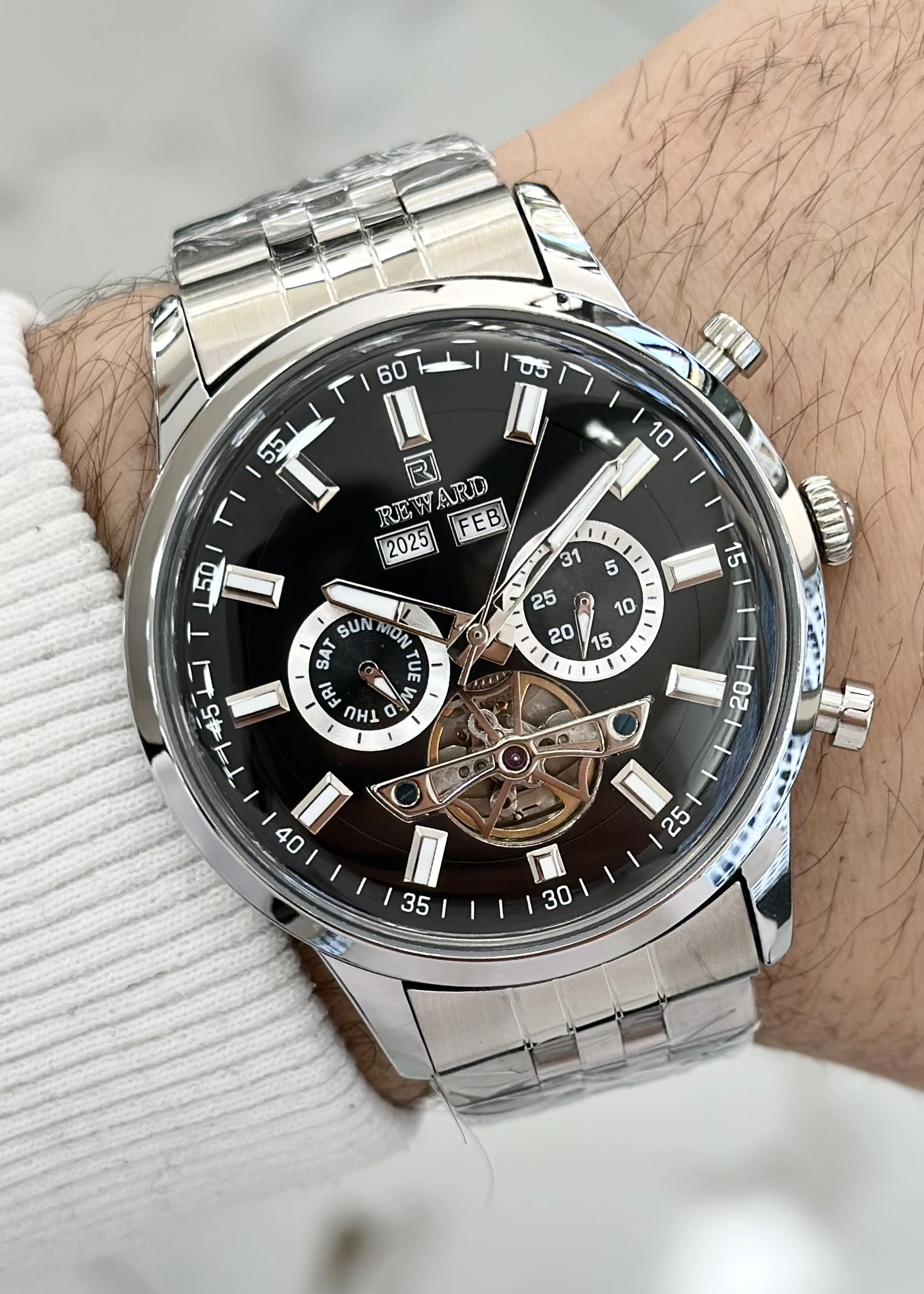 Reward Çelik Kordon Fonksiyonlu Siyah Katran Otomatik Erkek Kol Saati ILK.42