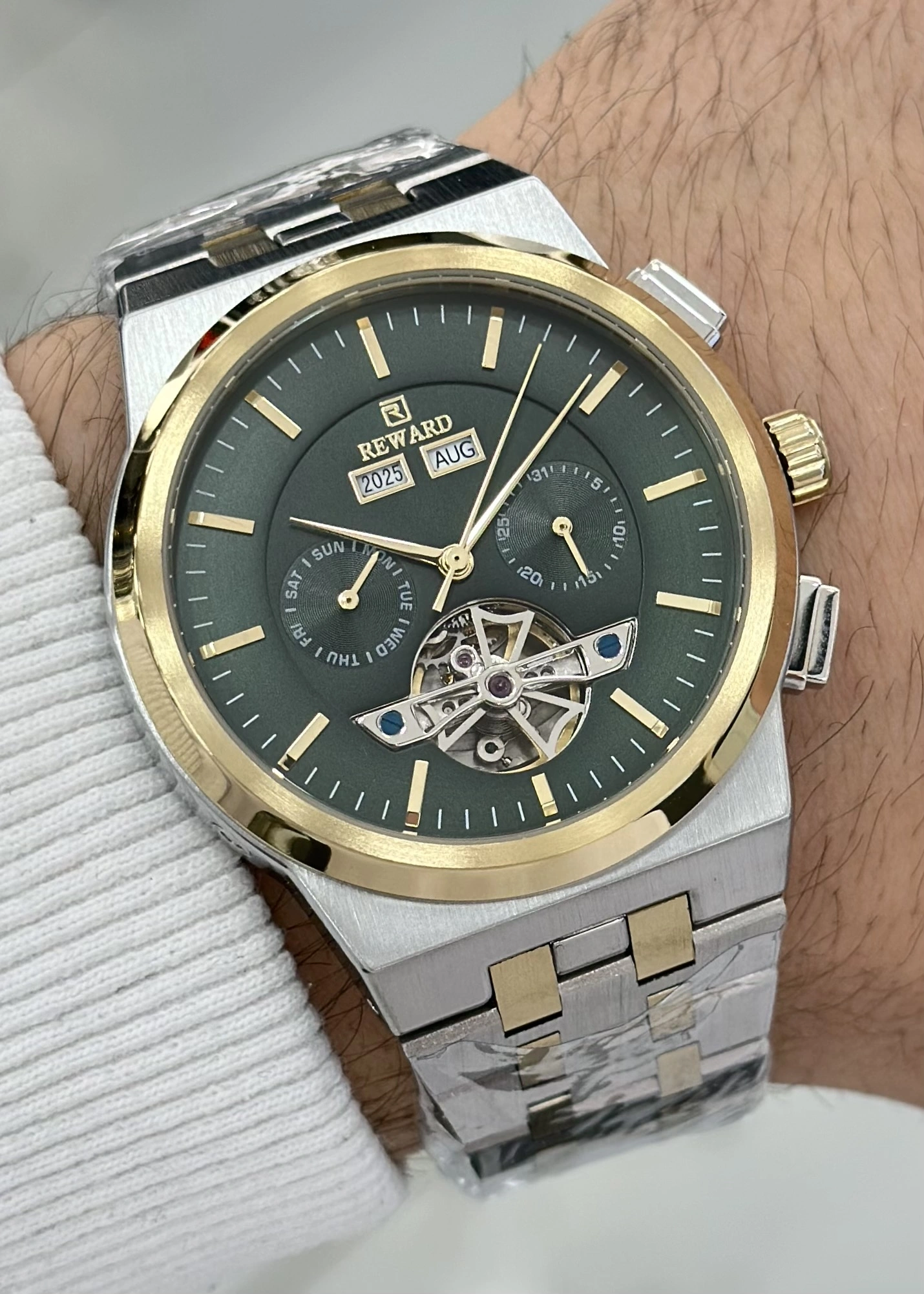 Reward Çelik Kordon Fonksiyonlu Yeşil kadran Su Geçirmez Orijinal 2 Yıl Garantili Erkek Kol Saati ILK.96